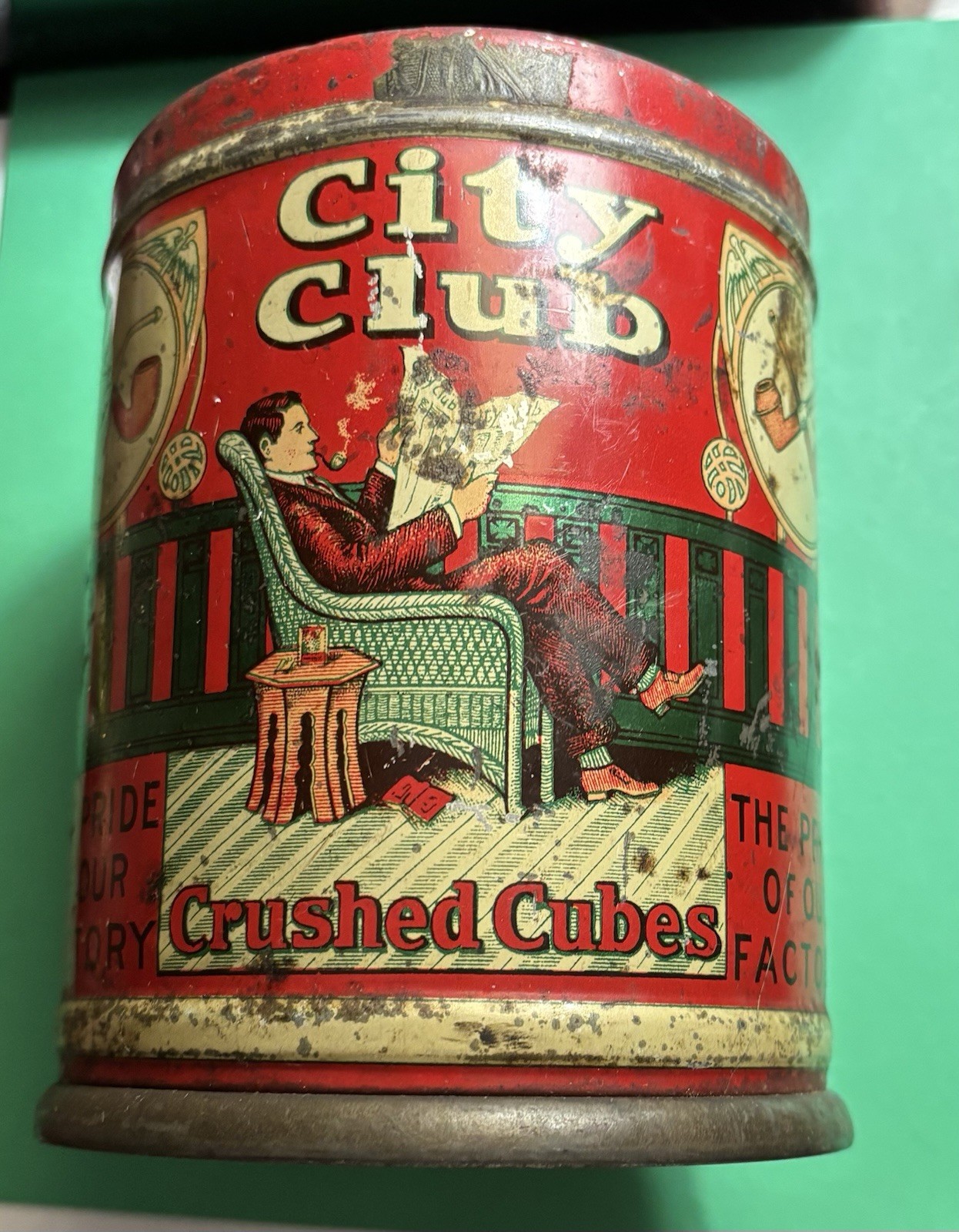 Vintage City Club Crushed Cubes Early Canister Tin Burley Tobacco Co 1910\'s