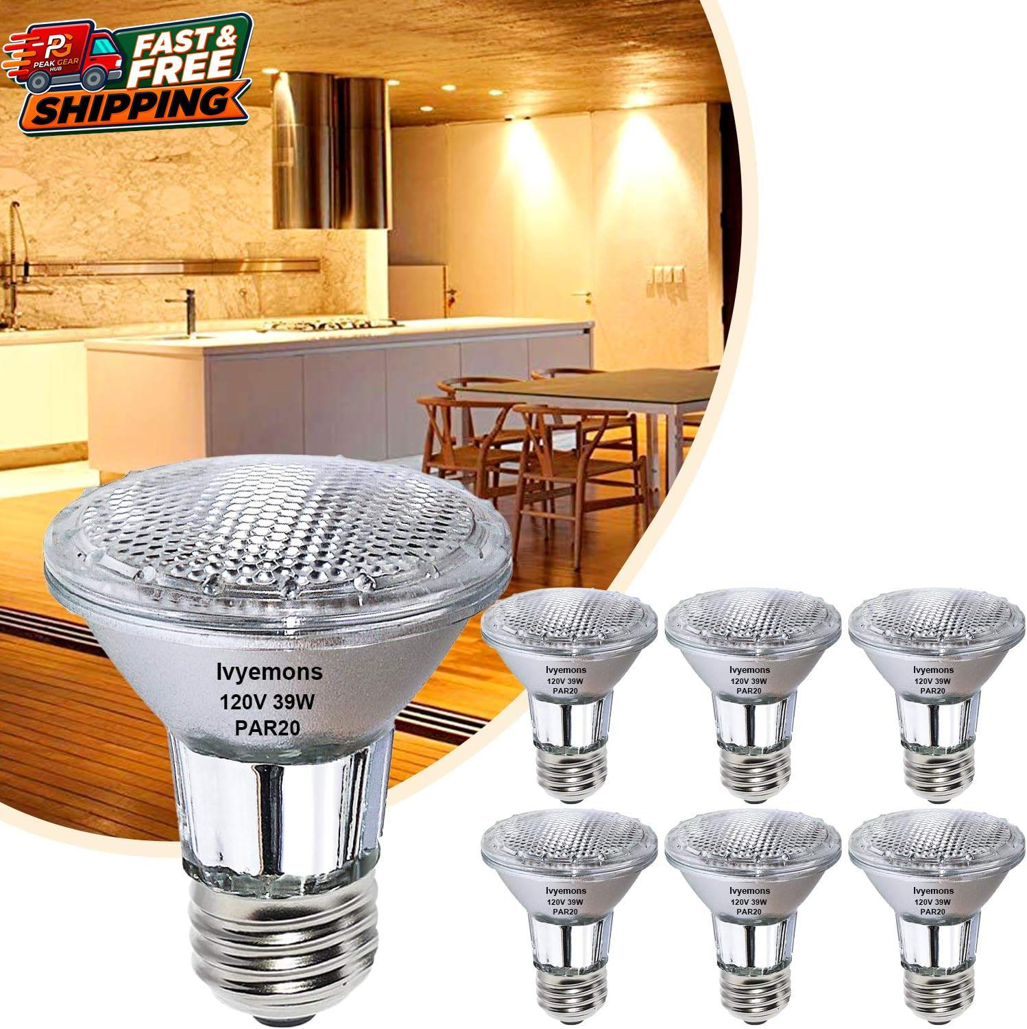 Dimmable PAR20 Halogen Flood Light Bulb 39W 120V for Range Hood Dimmable PAR20 Halogen Flood Light Bulb 39W 120V for Range Hood