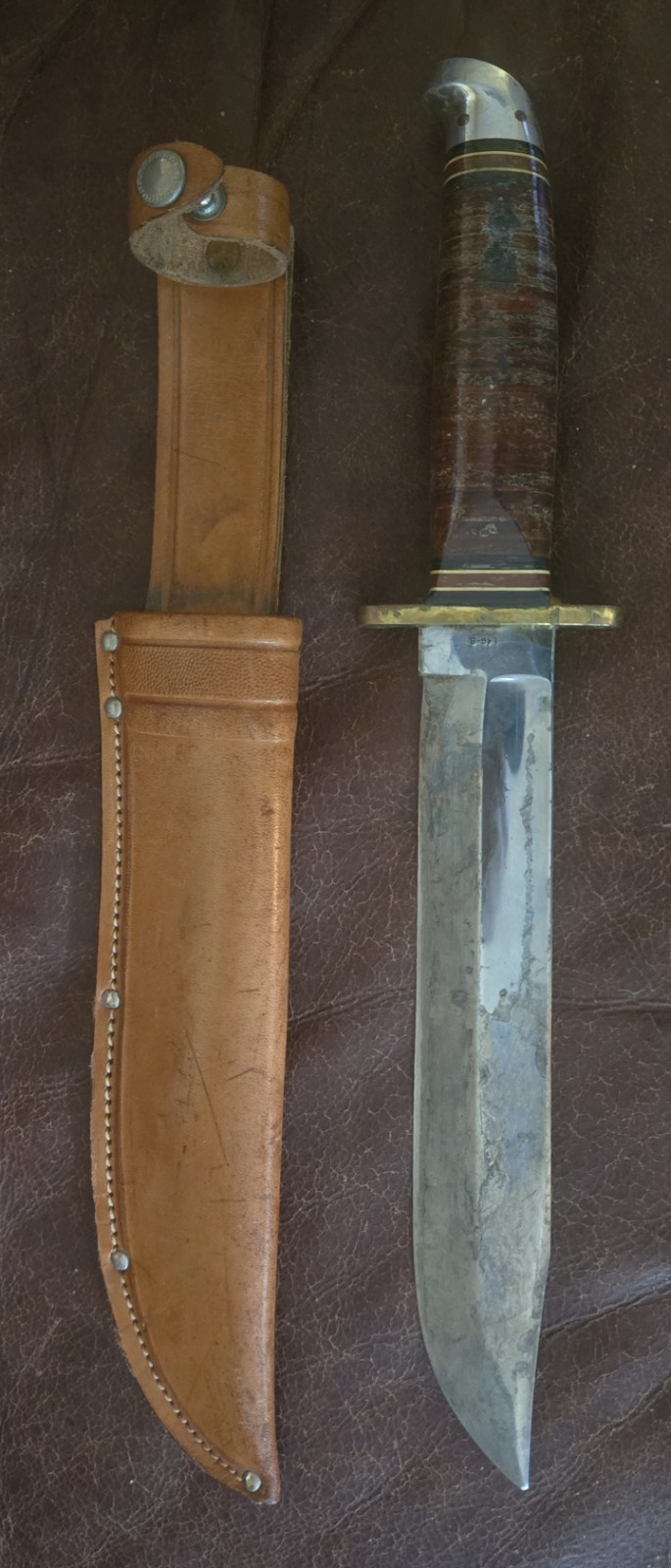 RARE Western USA Vietnam Era L46-8 Fixed Blade Bowie Fighting Knife and Sheath RARE Western USA Vietnam Era L46-8 Fixed Blade Bowie Fighting Knife and Sheath