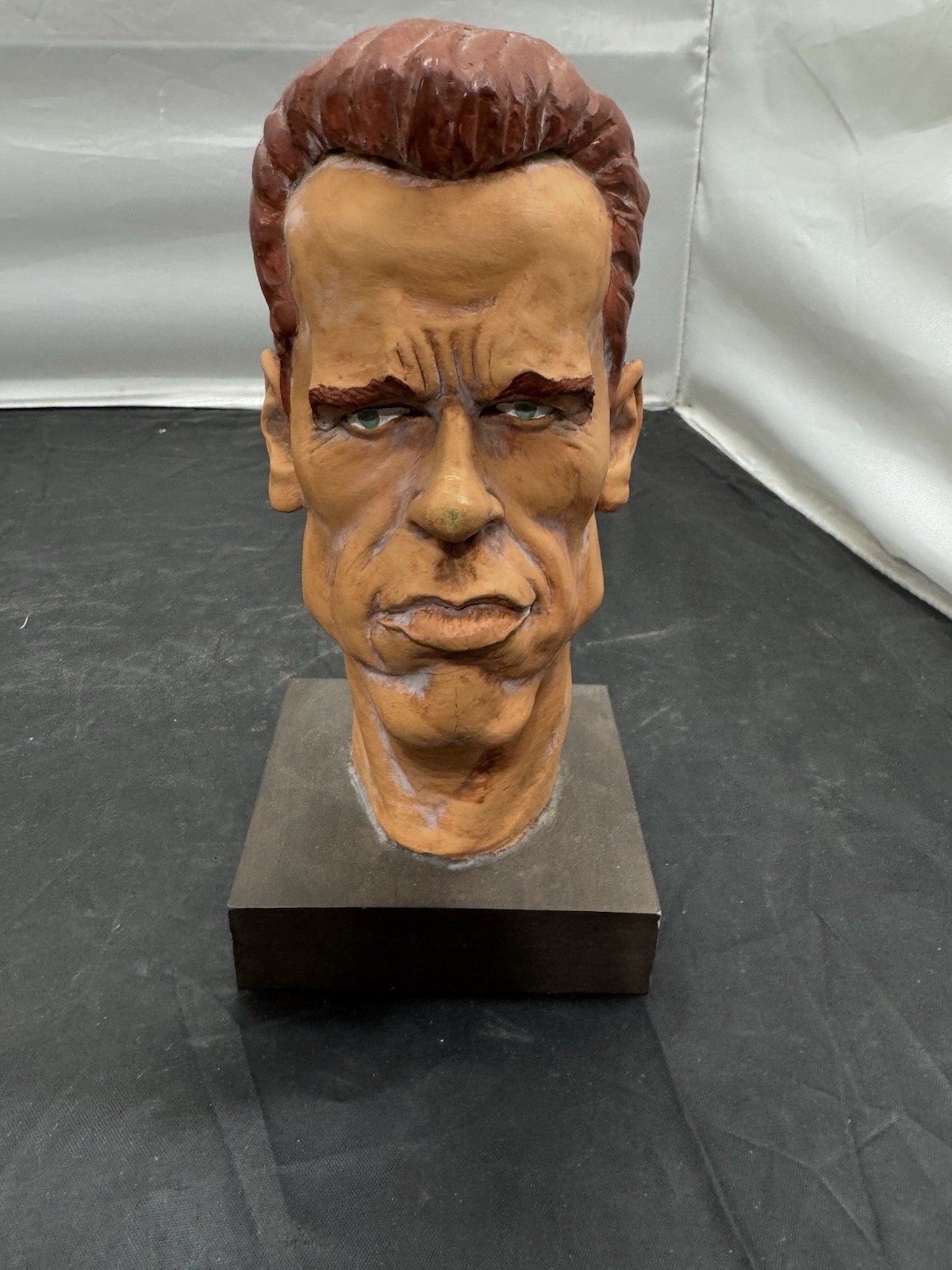 Vtg Margarita Factory Arnold Schwarzenegger Caricature Bust Prop Reg Clay Statue