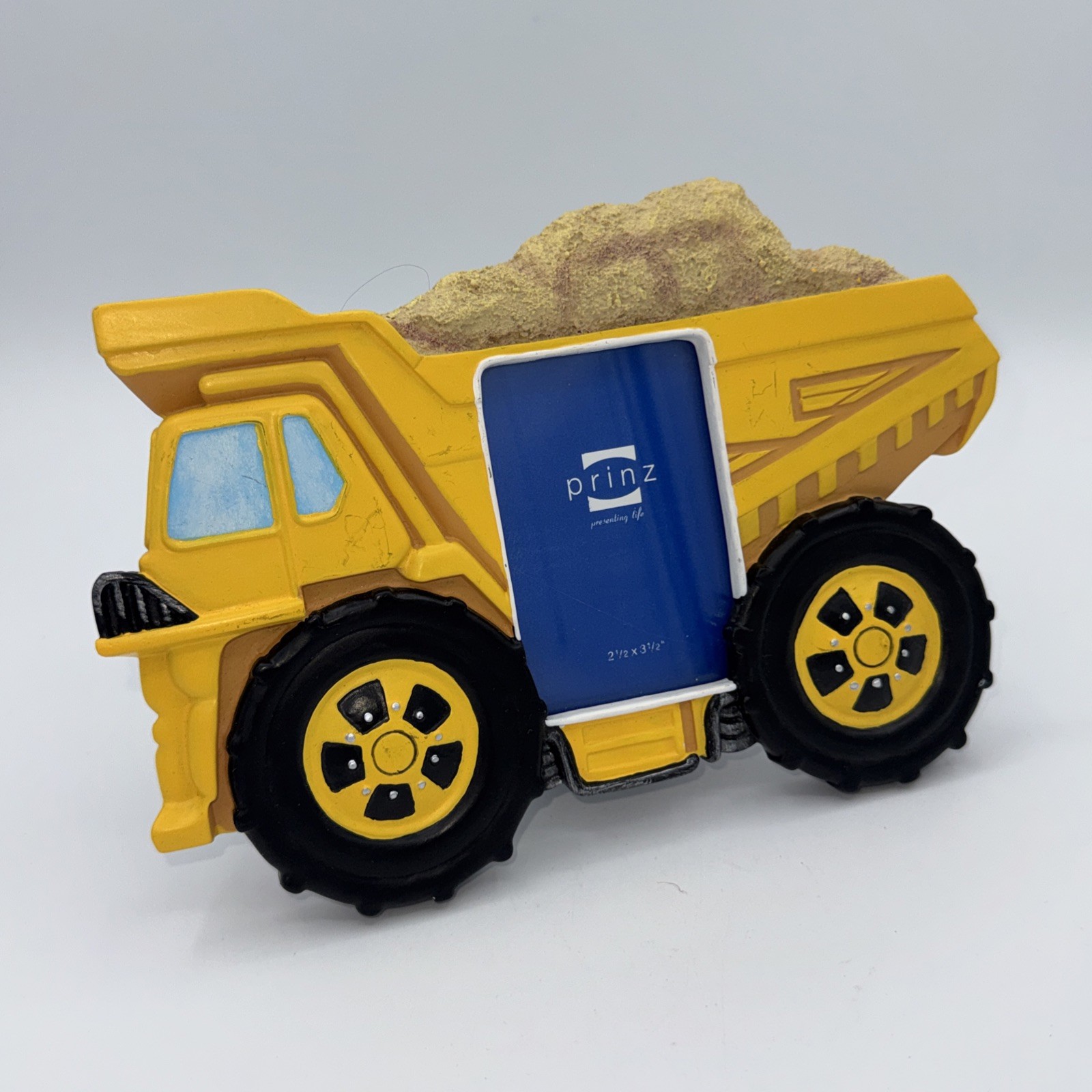 Prinz Yellow Dump Truck Picture Frame 2.5x3.5 Construction Truck Photo Frame New