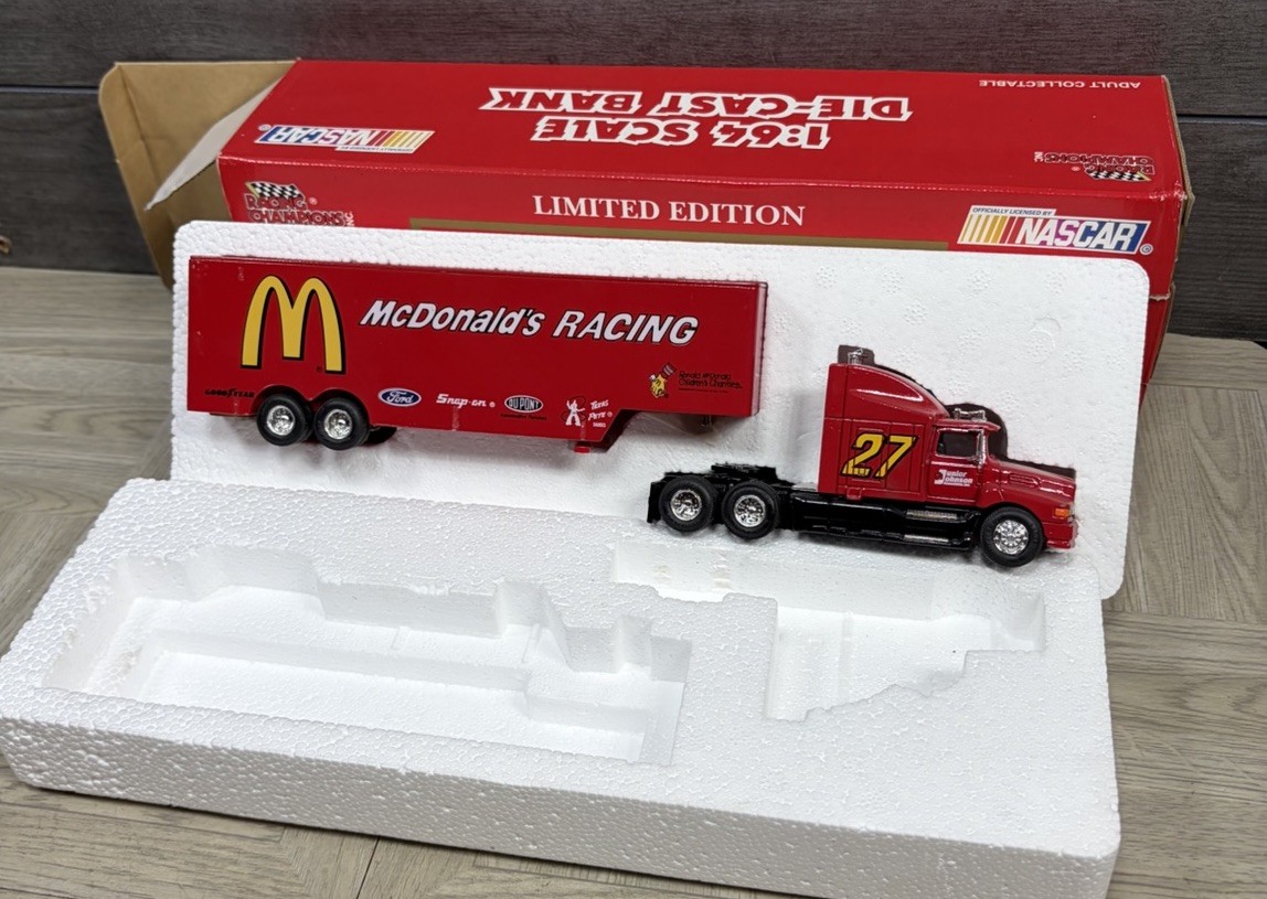 Nascar Racing Champions Die Cast Metal Semi Truck Coin Bank McDonald’s Racing 27