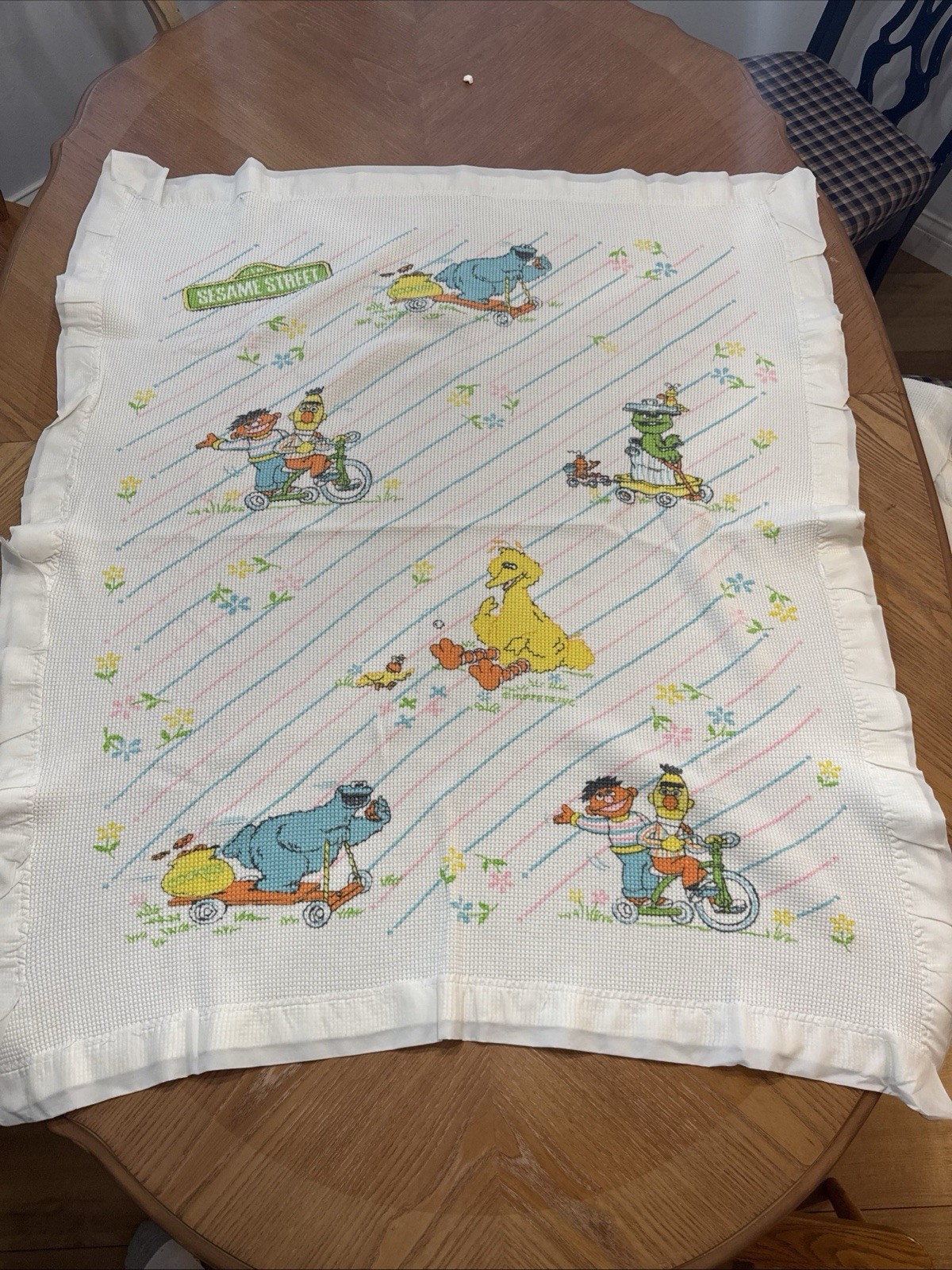 Vintage Seasame Street Character Blanket Waffle Weave