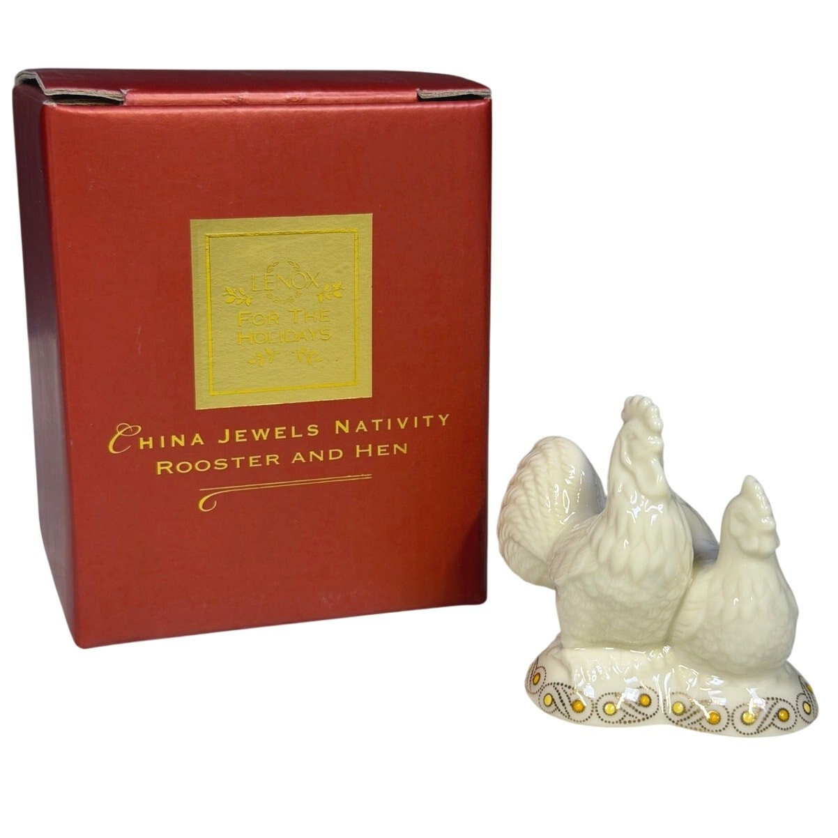 Lenox for the Holidays 1993-2007 China Jewels Nativity Rooster/Hen Original Box