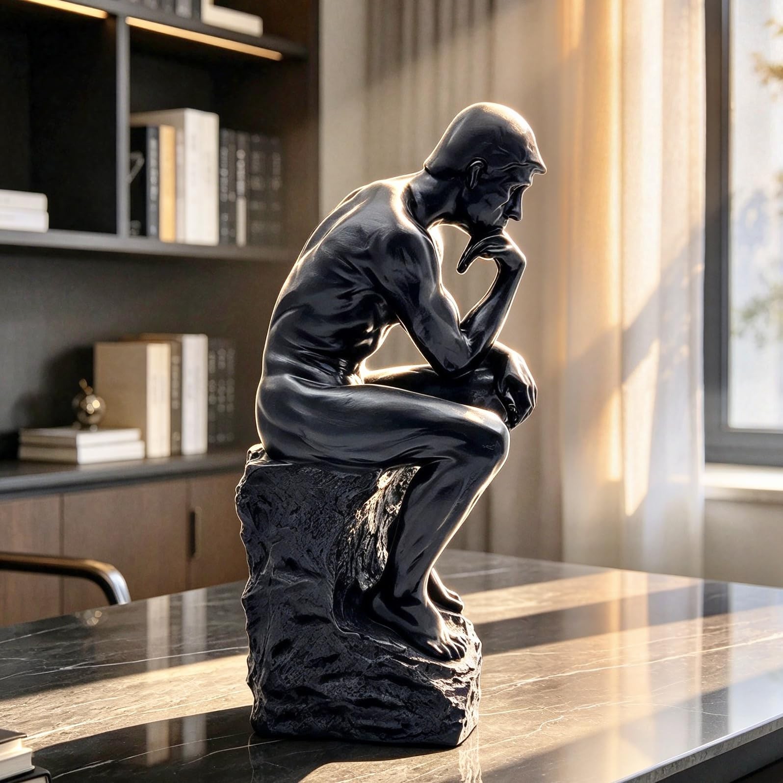 FUNSXBUG 10 Inch Resin The Thinker Statue Thinking Man Sculptures Collectible...