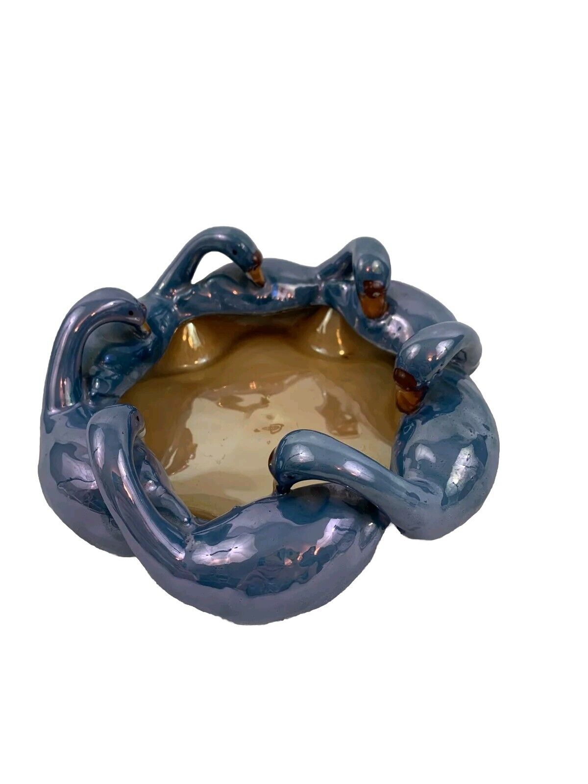 Lusterware Swan Bowl Ashtray Made in Japan Swans Home Decor Vintage Porcelain