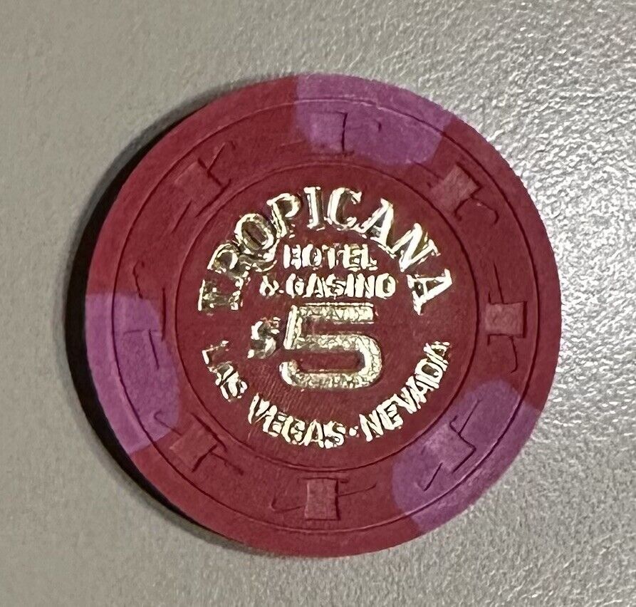 $5 Dollar Tropicana Hotel & Casino Chip 1979 Las Vegas, Nevada Obsolete Exc Cond