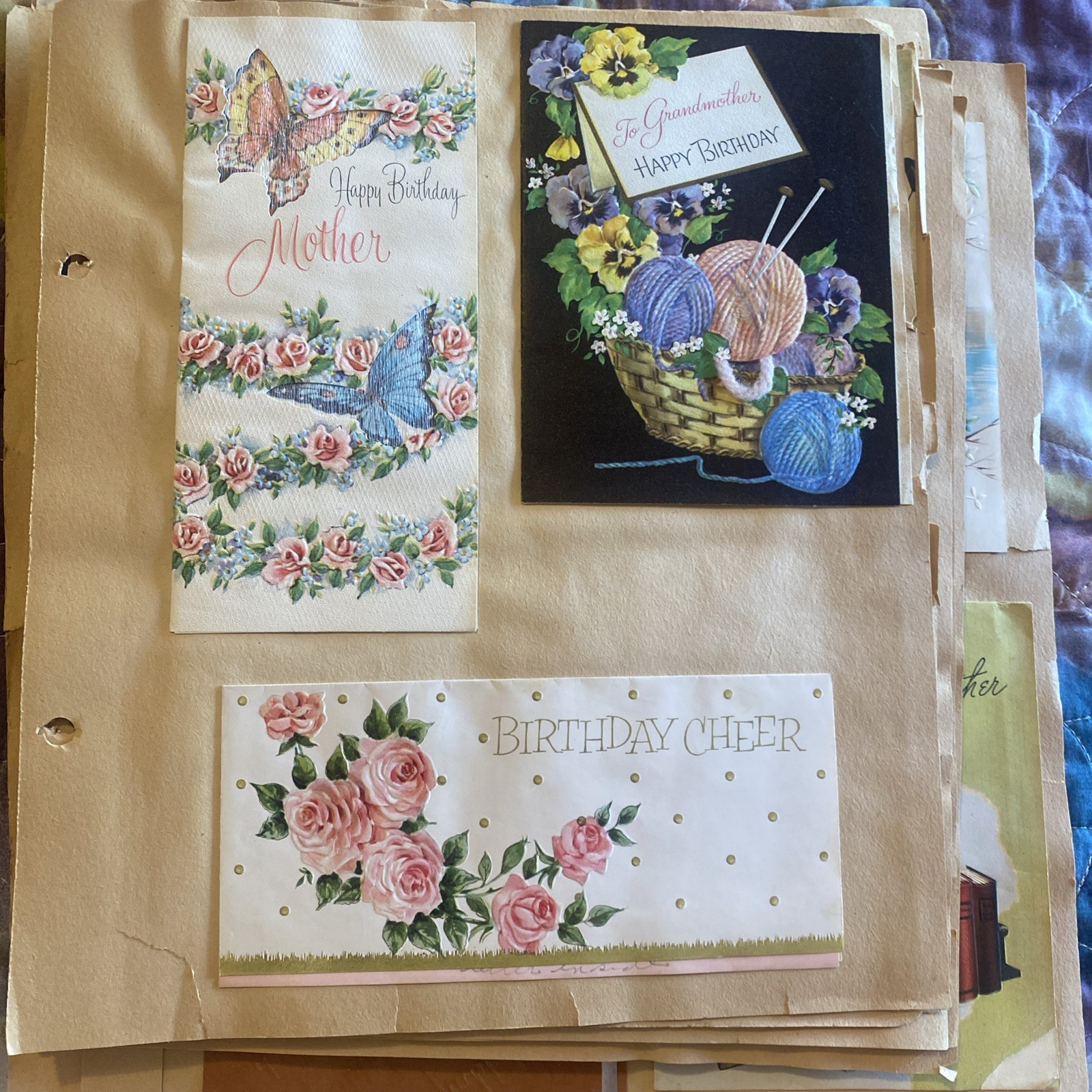 64 Vintage 1940's 50’s Scrap Book pages Greeting Cards Birthday Christmas Etc