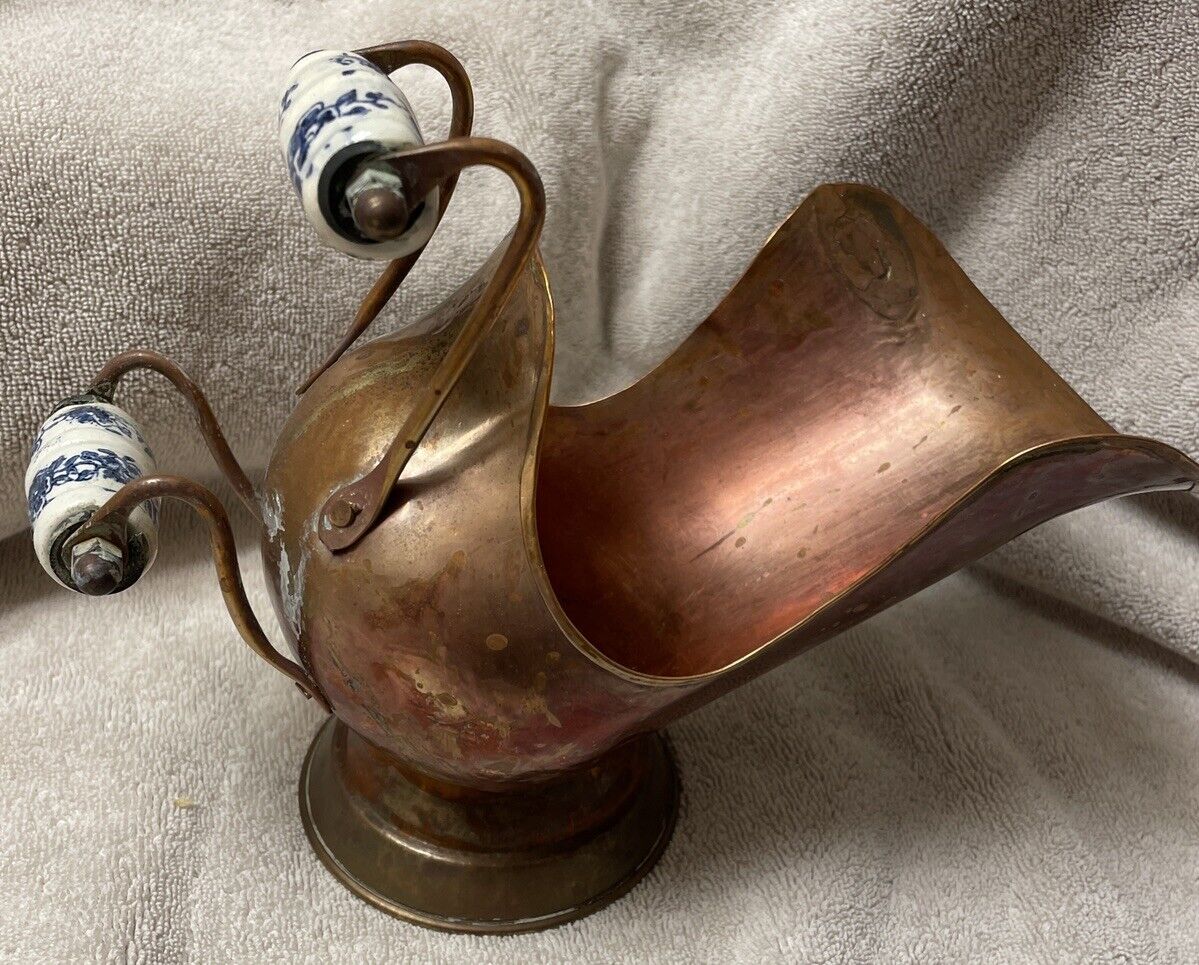 Vintage Decorative Brass Shuttle Ceramic Handles Made In Holland