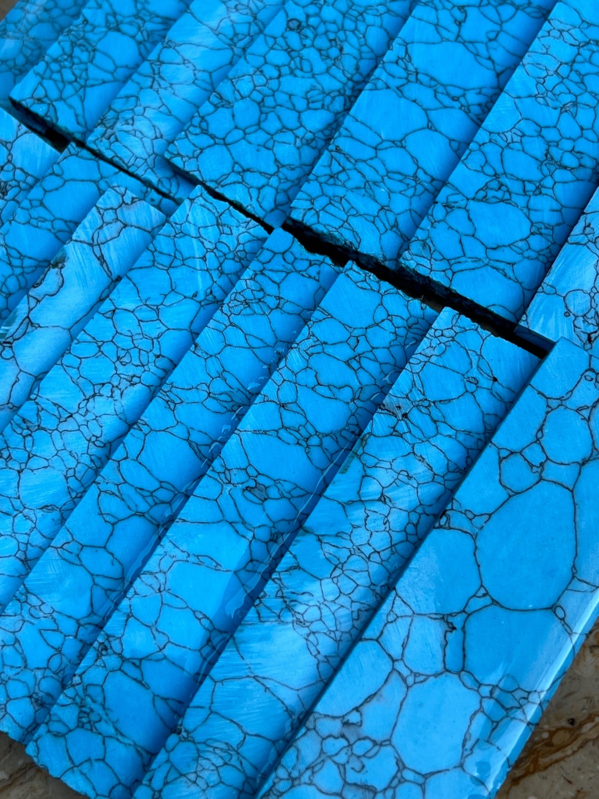 Blue Reconstituted Turquoise Knife Handle Scales 5” x 1.7” x 8mm  (Two Set)