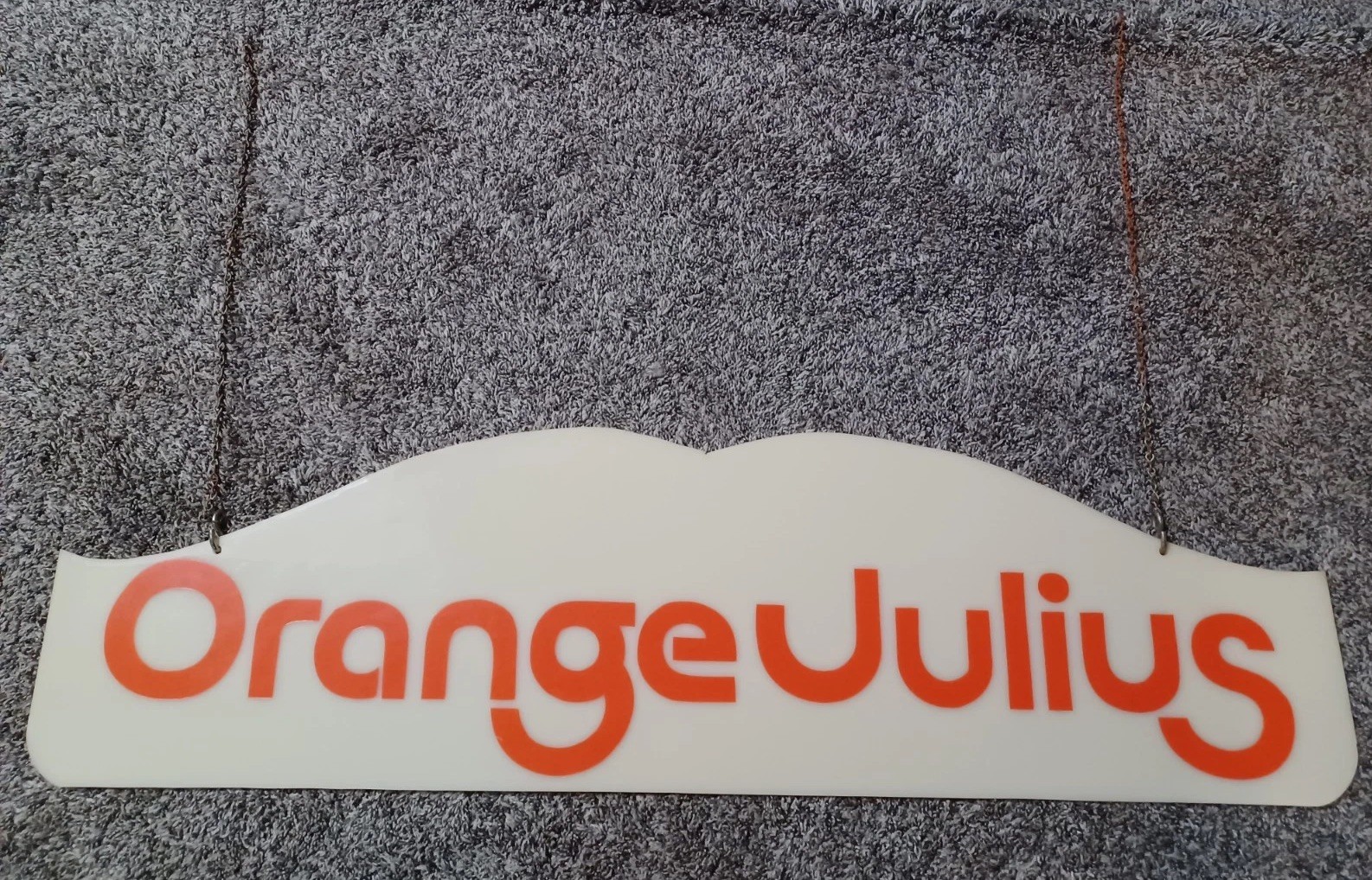 Vintage 39” Orange Julius 70s Store Sign w/ Chain Hooks