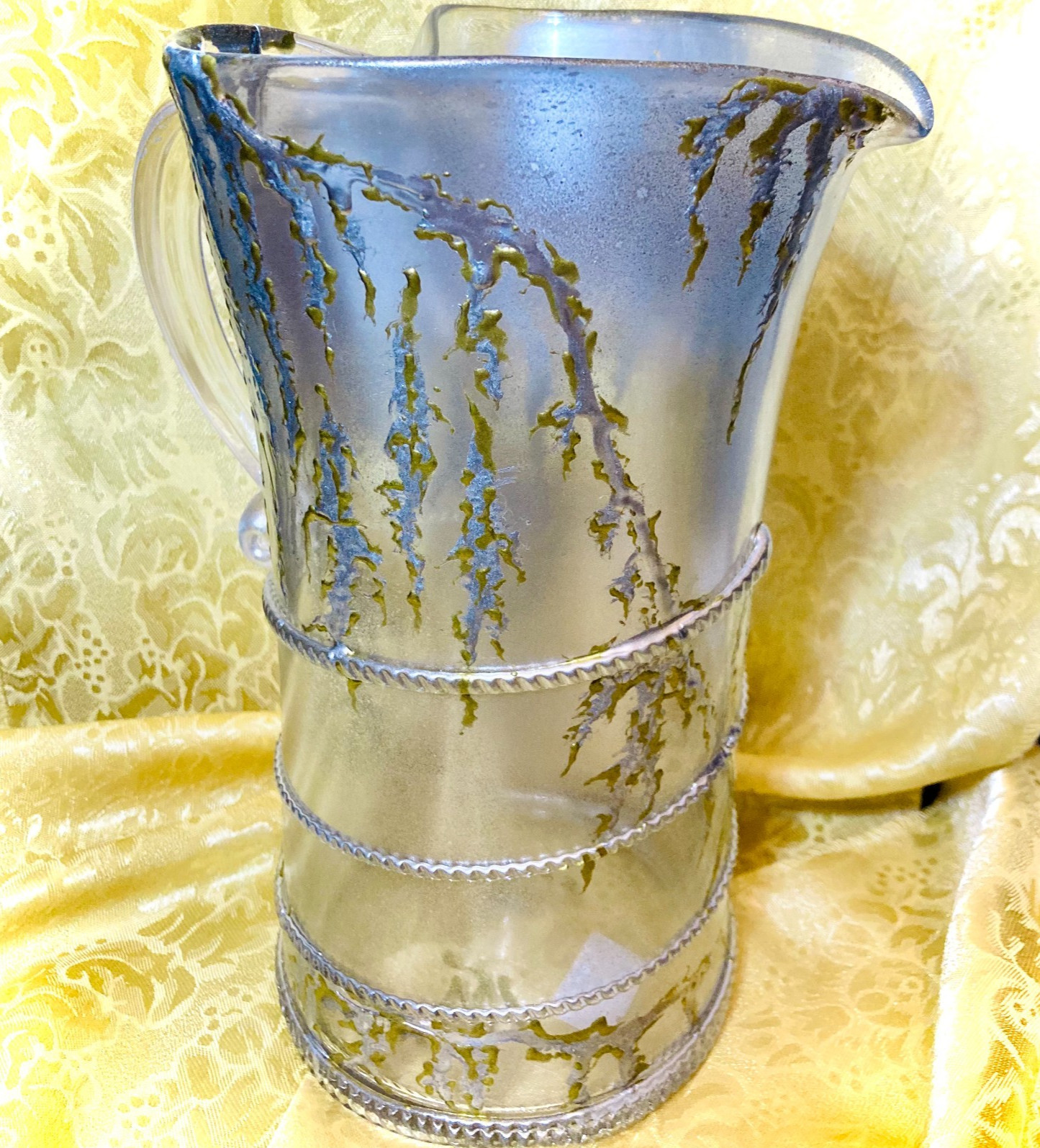 KINTSUGI VASE AMALIA SILVER GOLD TONE BOHEMIAN GLASS JULISKA 9\