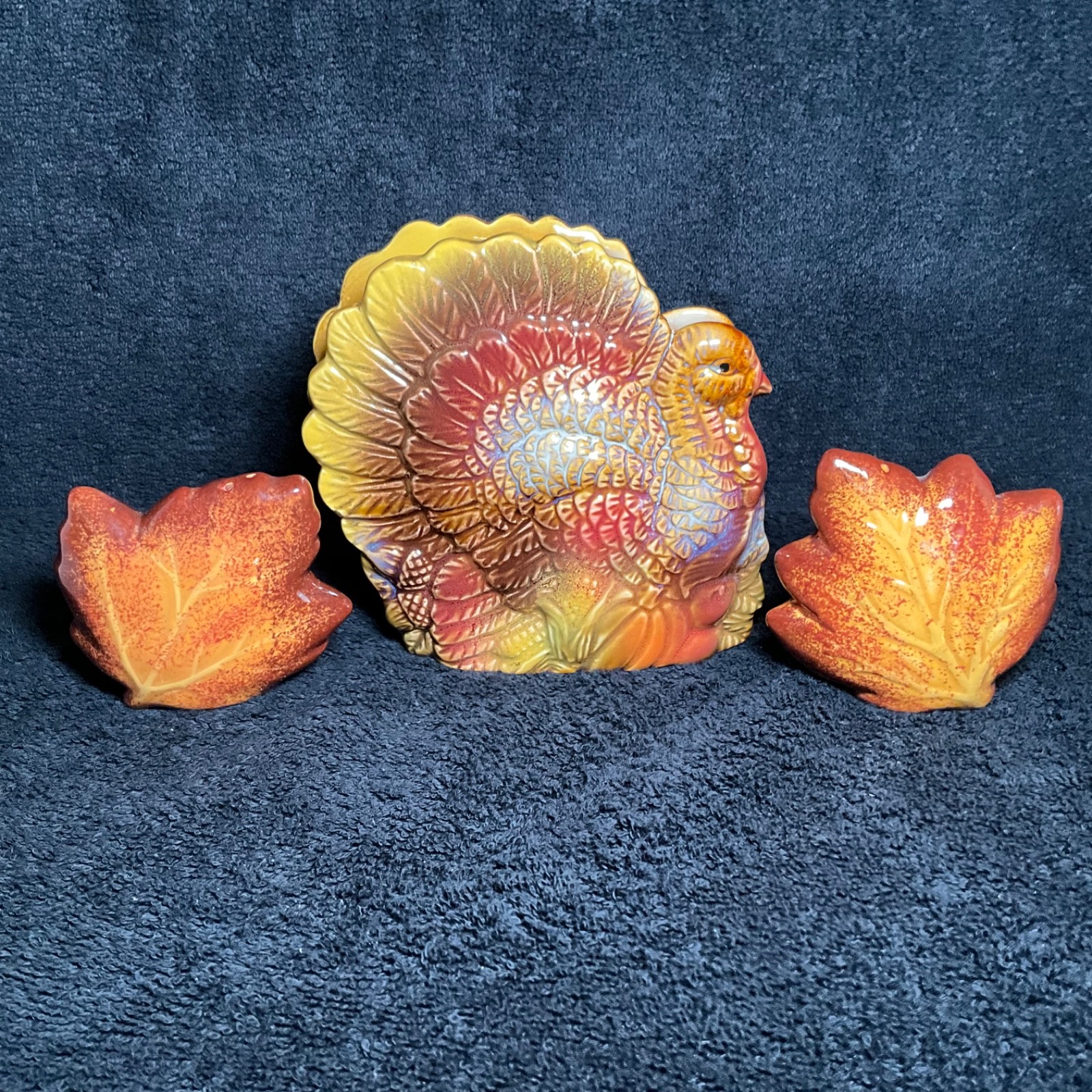 Thanksgiving Turkey Napkin Holder & Salt & Pepper Set-Fall Autumn Decoration