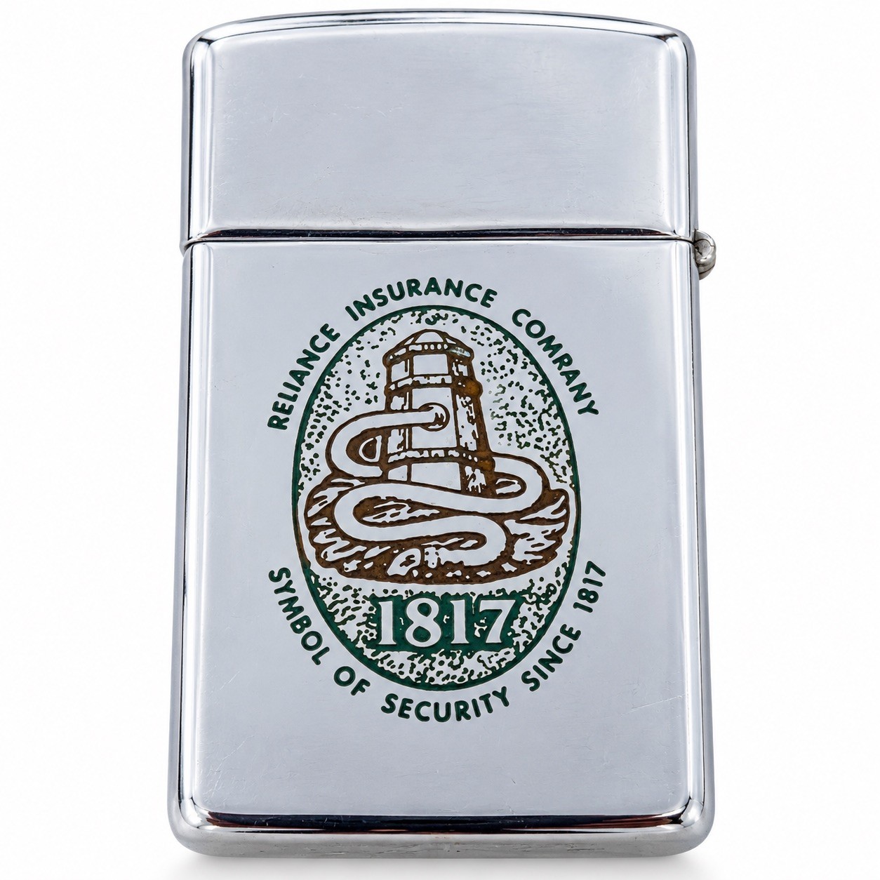 Vintage 1960s Zippo Slim Reliance Insurance Special Risk Airplane Lighter