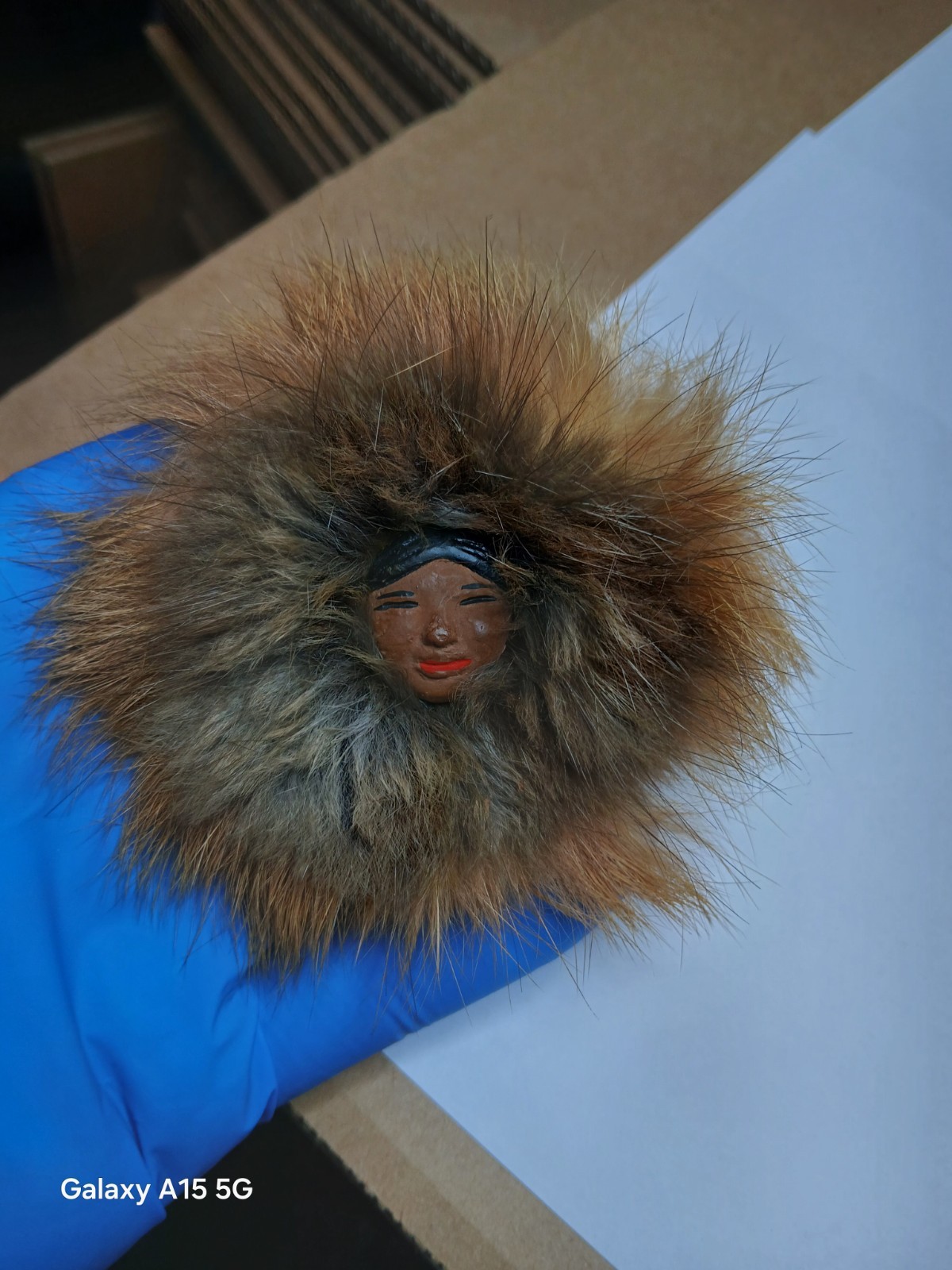 Vintage 1980's Alaskan Handpainted Face Inuit-Style Handcrafted Beaver Magnet