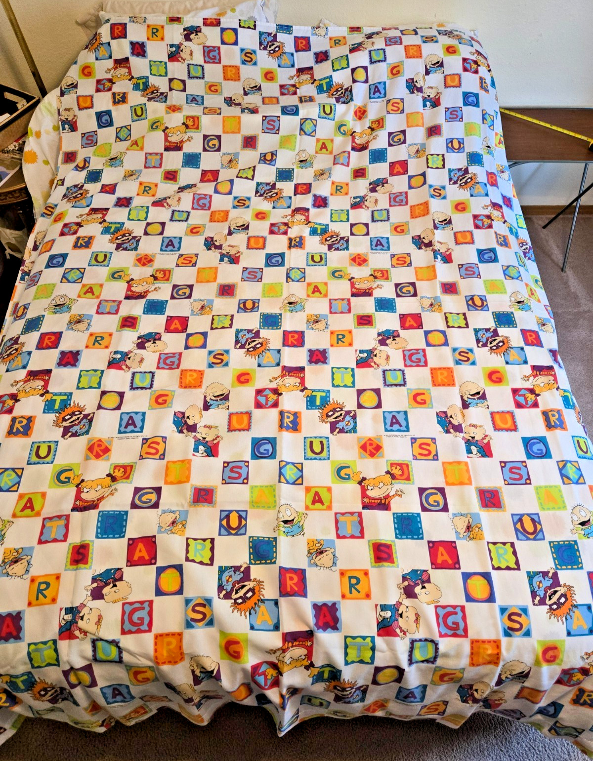 Vintage 1999 Springs Rugrats Nickelodeon Alphabet Twin Fitted + Flat Sheet Set