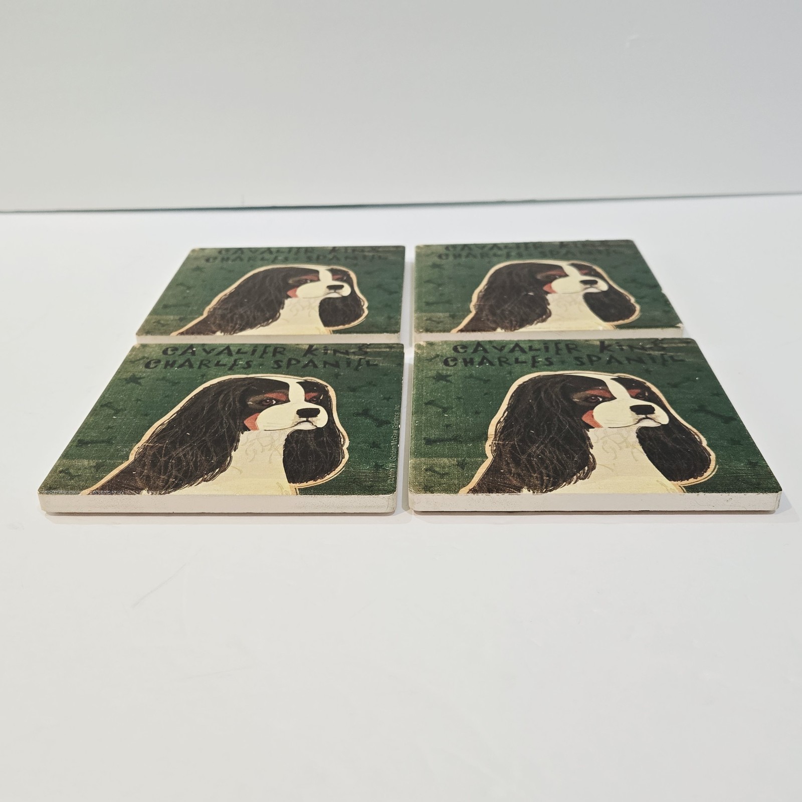 Set 4 Cavalier King Charles Tile Coasters John W. Golden Art 4 1/4\