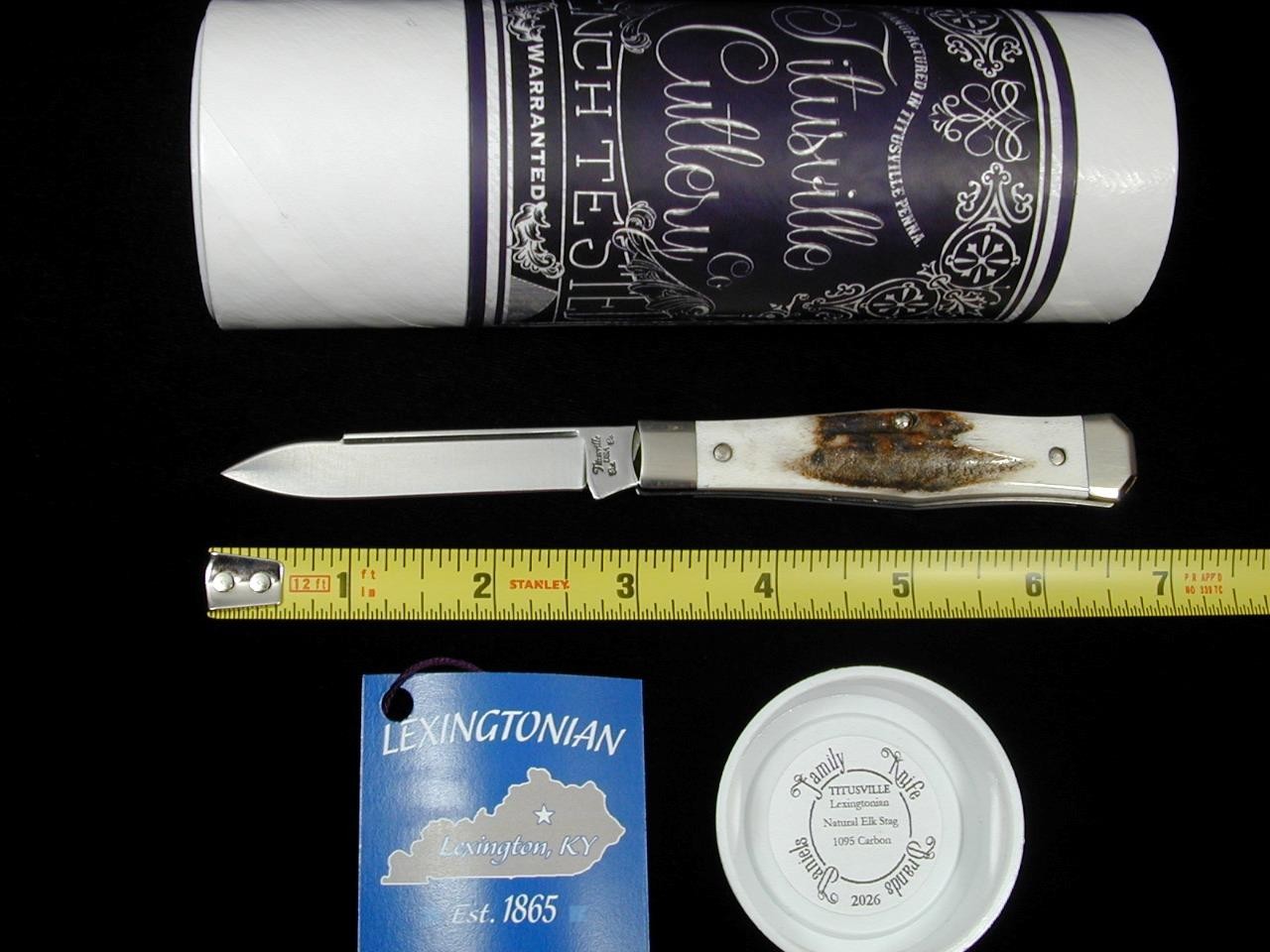 TITUSVILLE CUTLERY OILED ELK HORN LEXINGTONIAN COFFIN JACK KNIFE USA 1 of 25