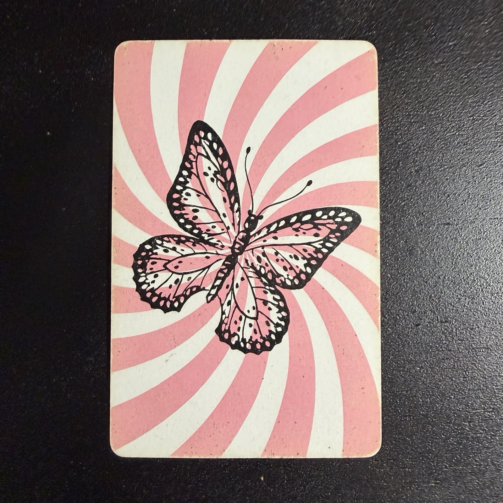 VTG Pink Swirl Retro MCM Butterfly Single Swap Playing Card