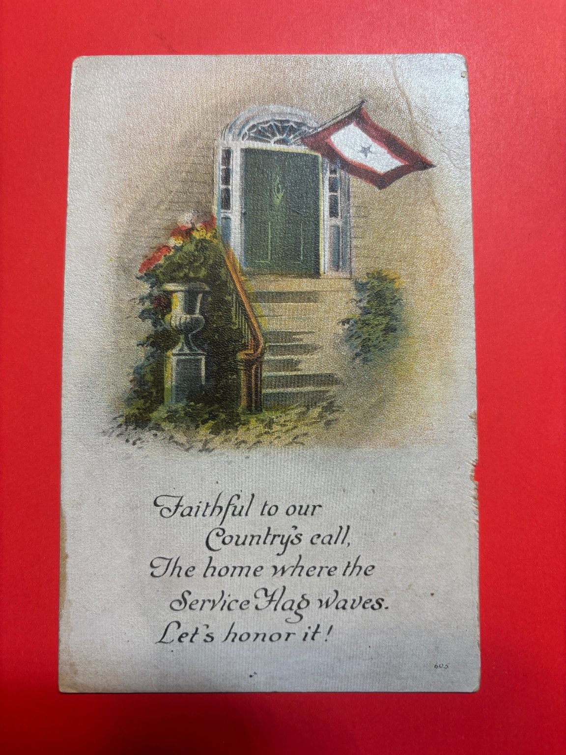 Vintage WWI Era Service Flag Postcard Home Country's Call Louisville KY Posted
