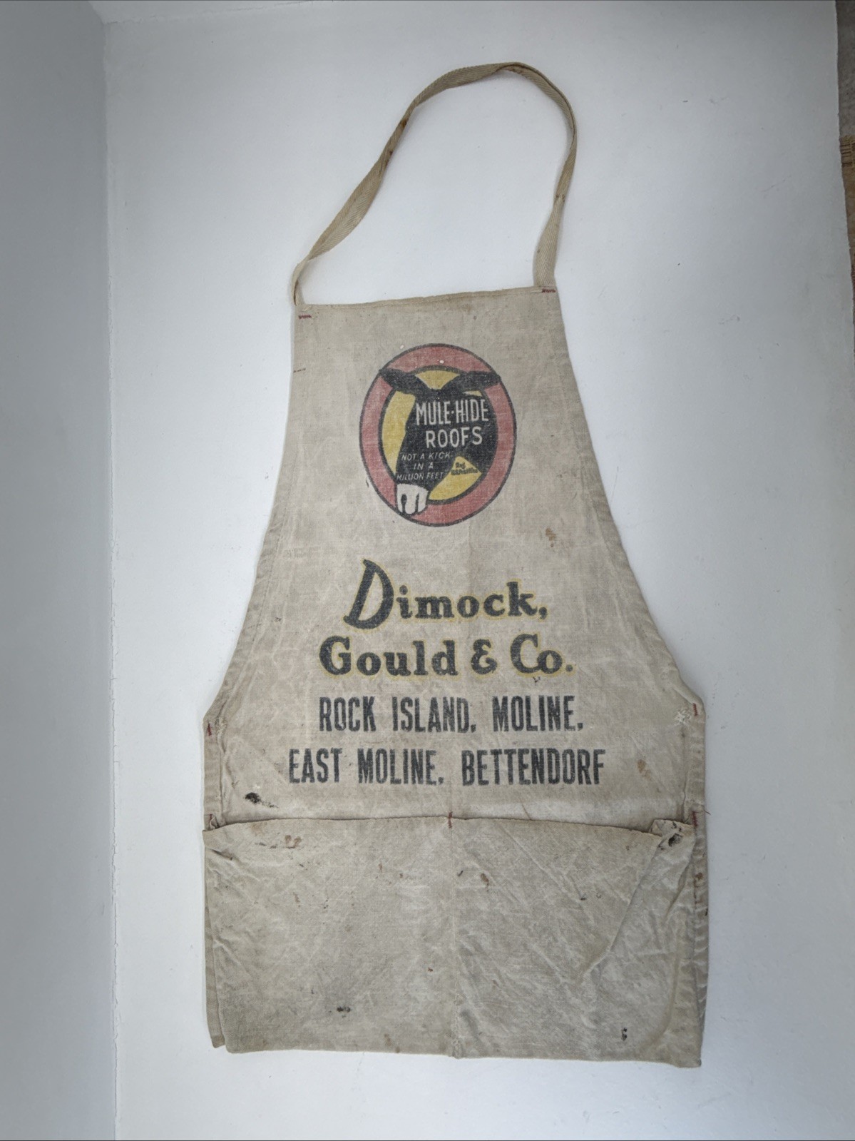 Vintage Dimock Gould & Co Apron Mule Hide Roofs Rock Island Moline Bettendorf