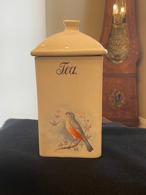 Vintage A. E. Hull Migrating Birds 1920's Rare Lg. Tea Canister with Lid