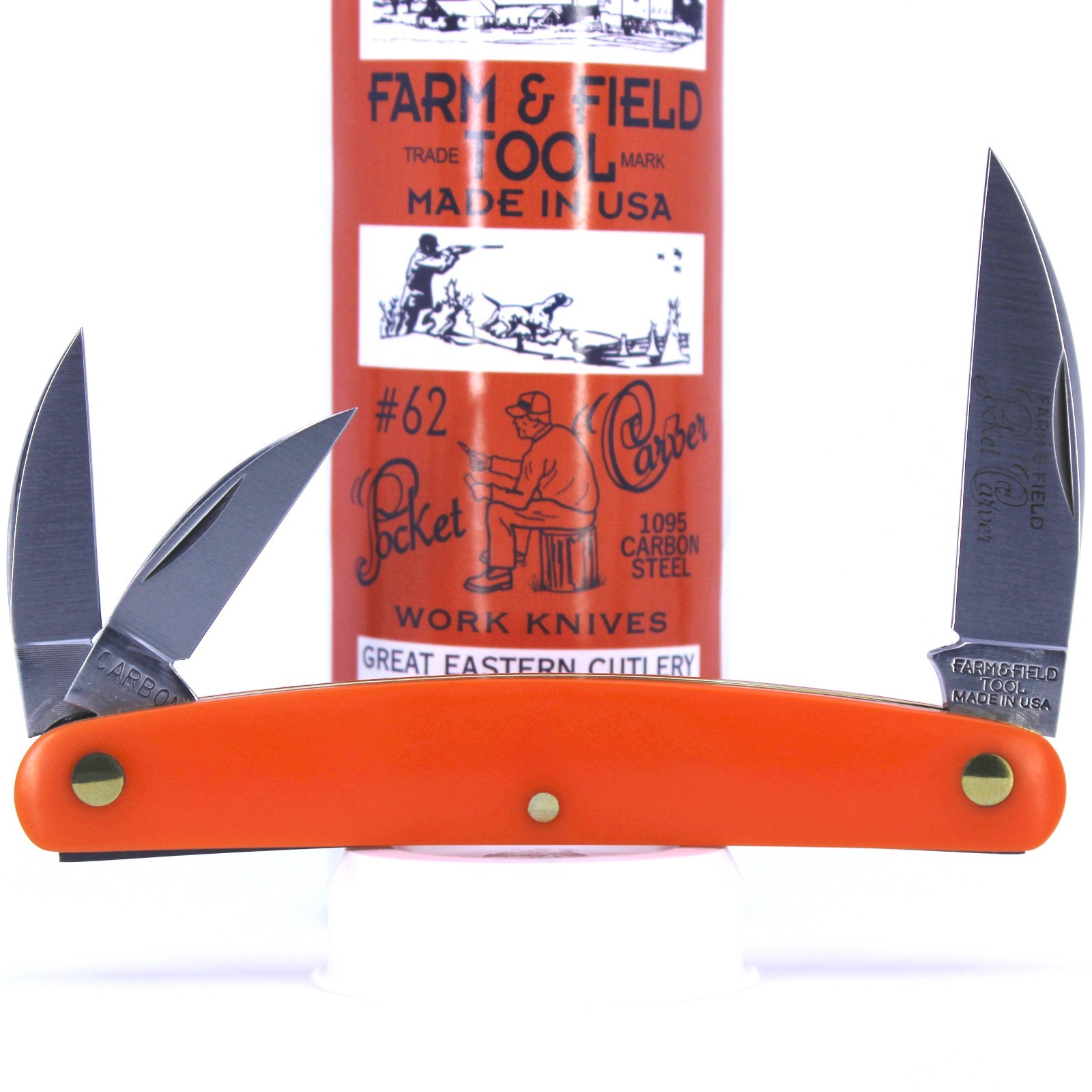 NEW GEC 62 Pocket Carver Orange Delrin Farm & Field Great Eastern Cutlery 620324