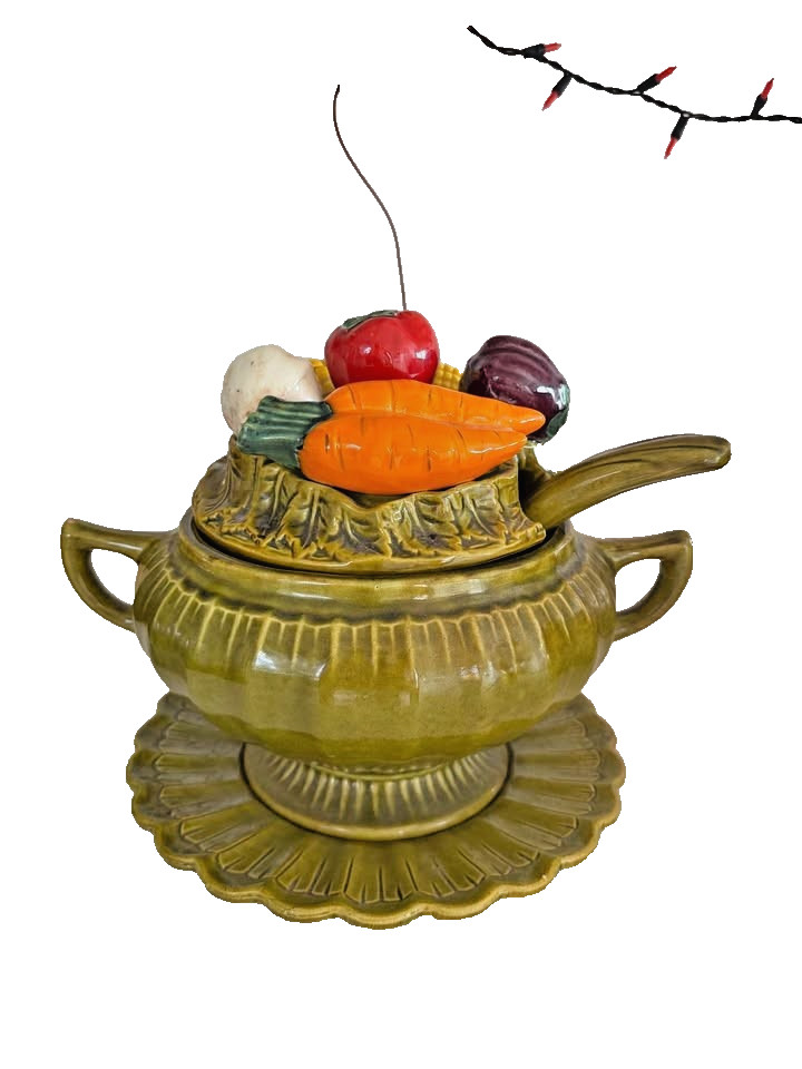 Vintage California Pottery Soup Tureen Set with Lid