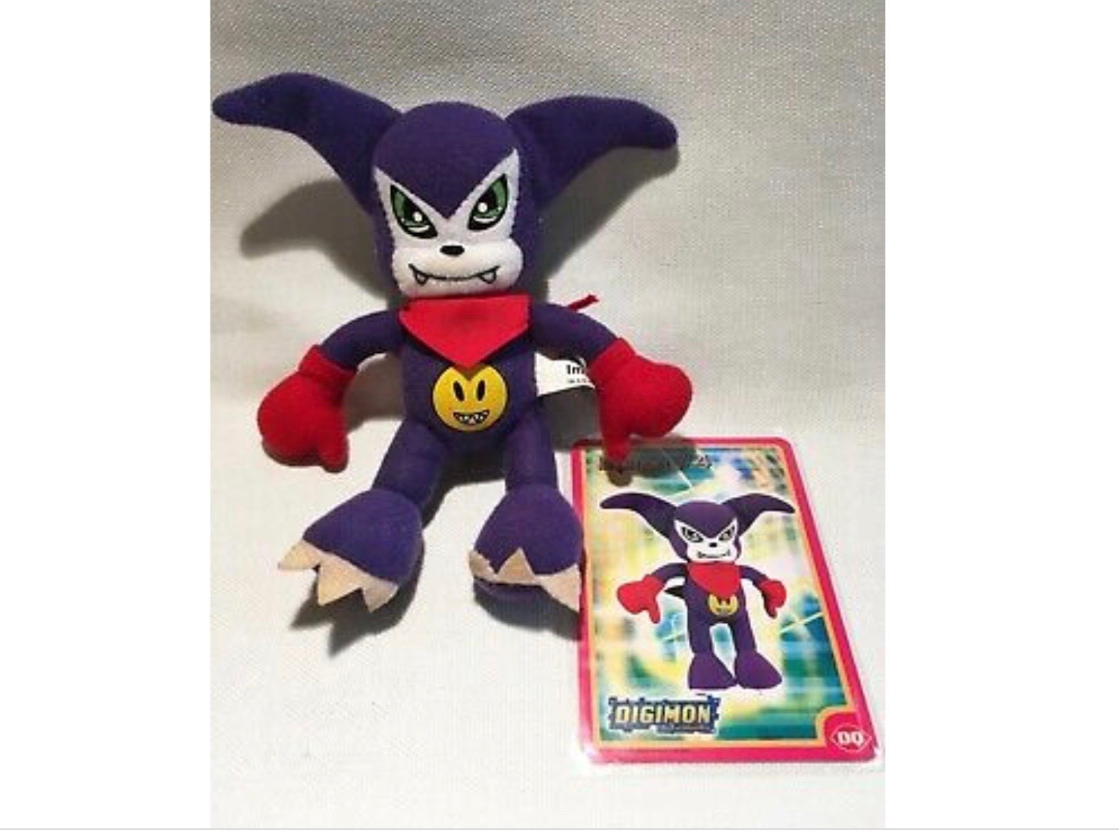 Digimon Impmon #4 plushie and trading card, DQ Dairy Queen, new in Package, 2002
