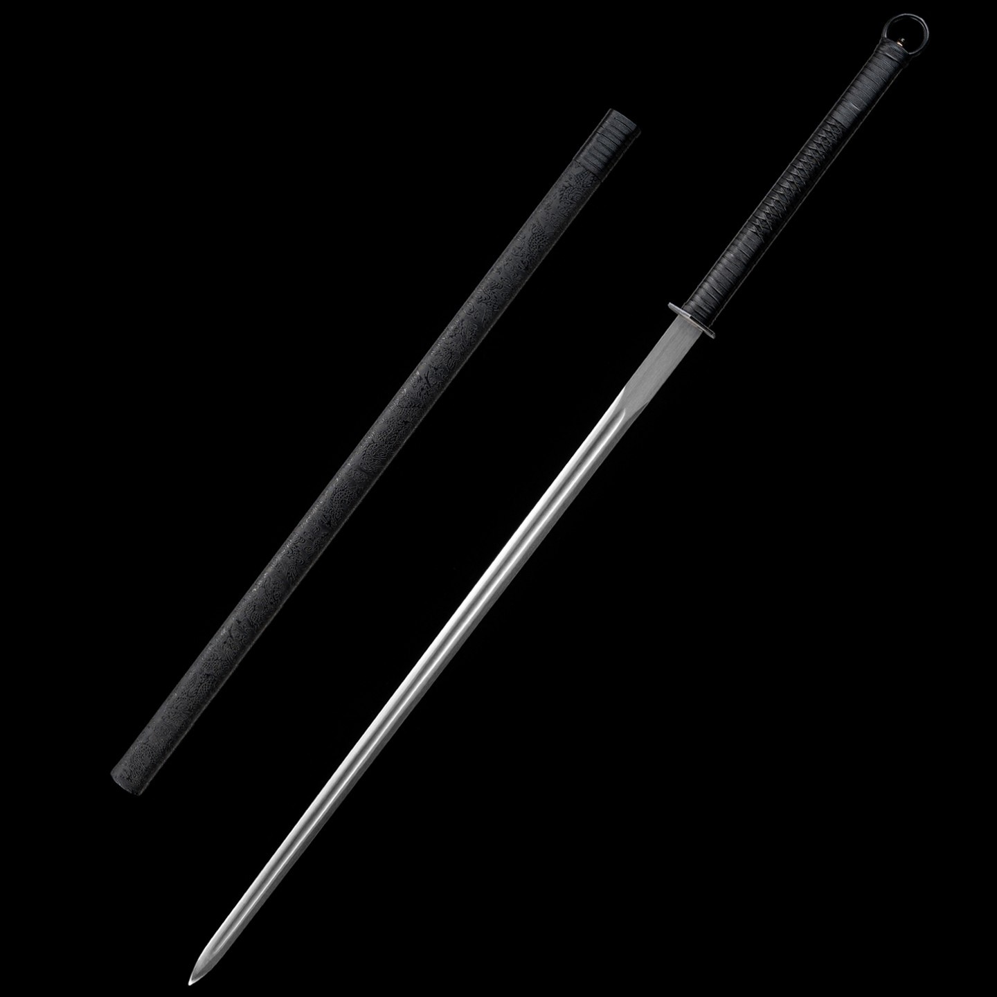 Su Two‑Handed Jian Manganese Steel Blade Iron Fittings PC‑Leather Scabbard Sword Su Two‑Handed Jian Manganese Steel Blade Iron Fittings PC‑Leather Scabbard Sword