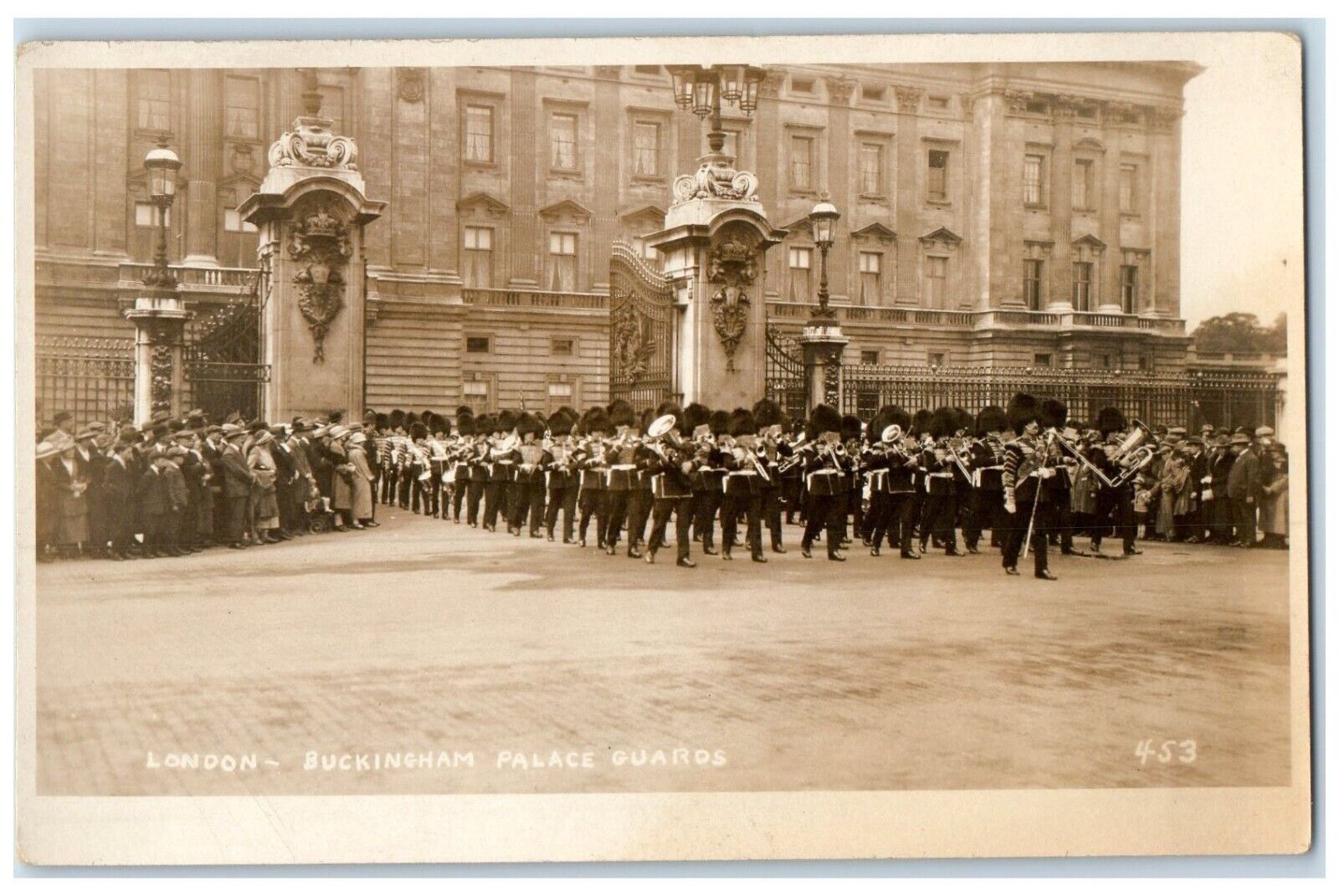 c1910's London Buckingham Palace Guards USS Pittsburgh RPPC Photo Postcard