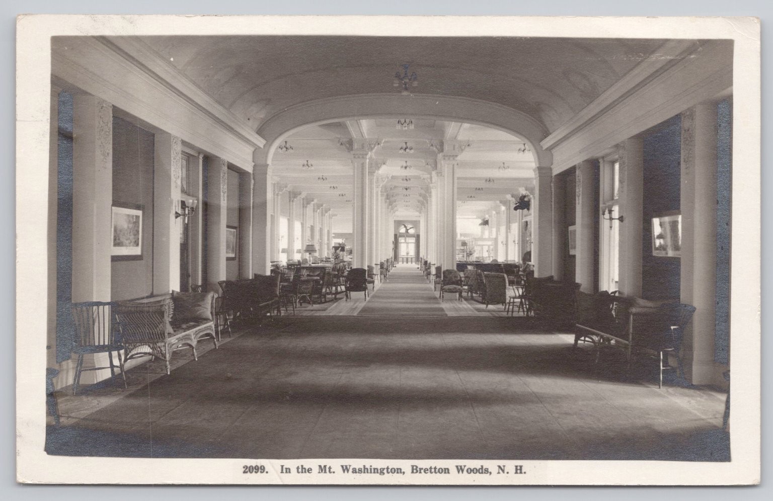 RPPC Mt Washington Hotel Lobby Hallway Bretton Woods NH 1931 Postmark