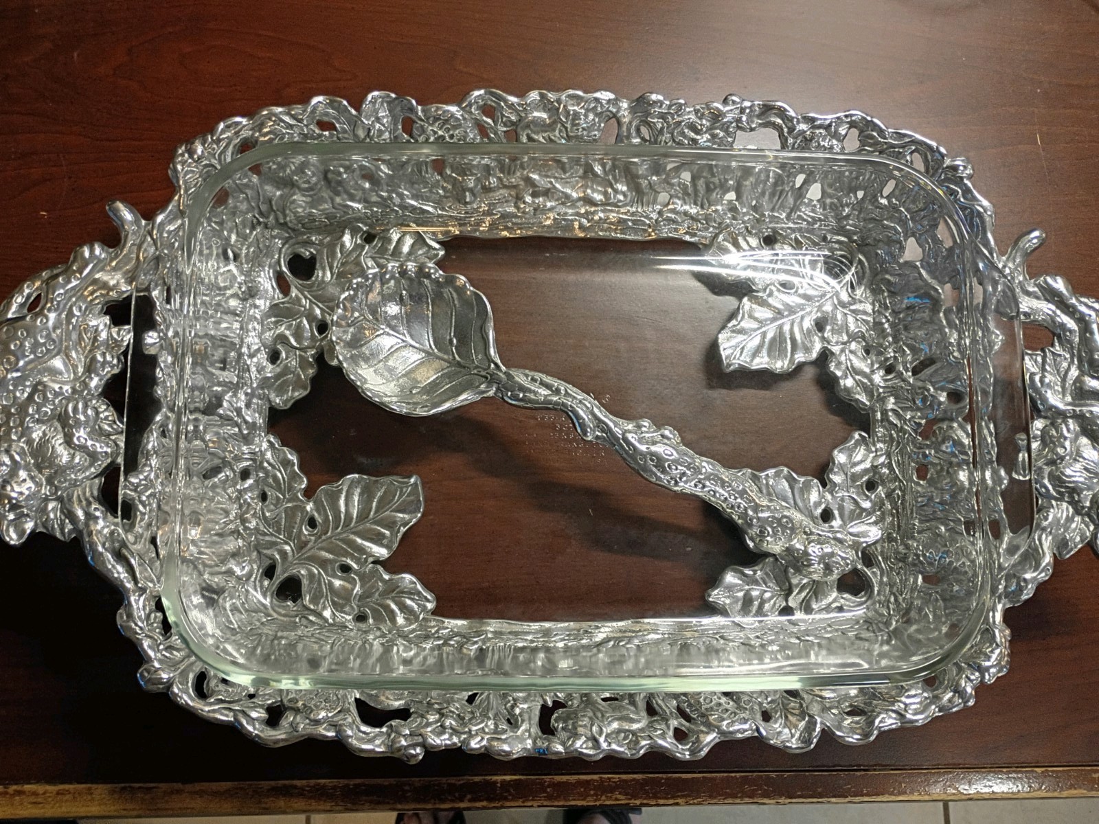 Vintage Arthur Court 1998 Safari Cheetah Casserole Server 3 Qt Glass Dish Spoon Vintage Arthur Court 1998 Safari Cheetah Casserole Server 3 Qt Glass Dish Spoon