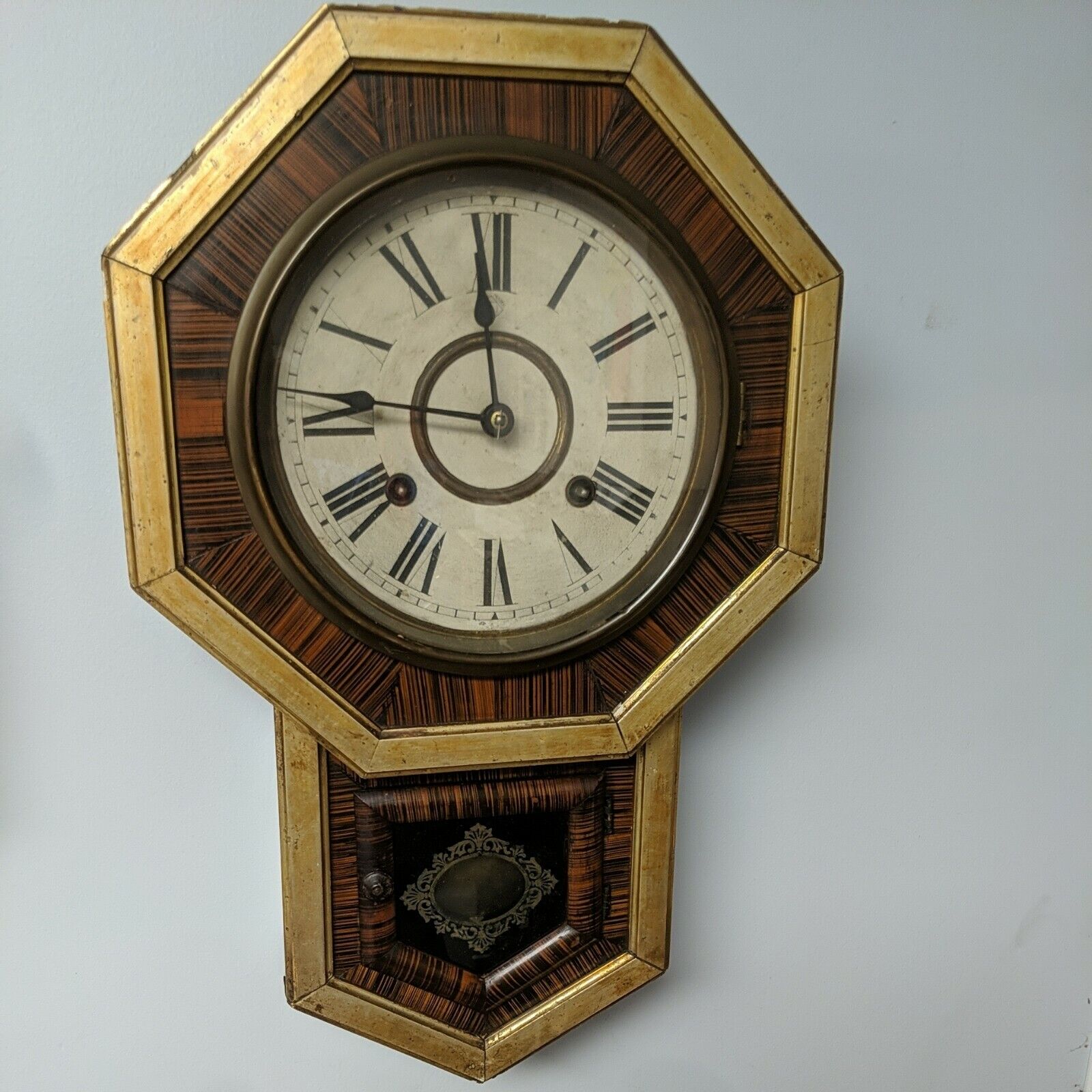 Vintage Antique TRADE MARK Regulator 8 Day 90's Wall Clock Working