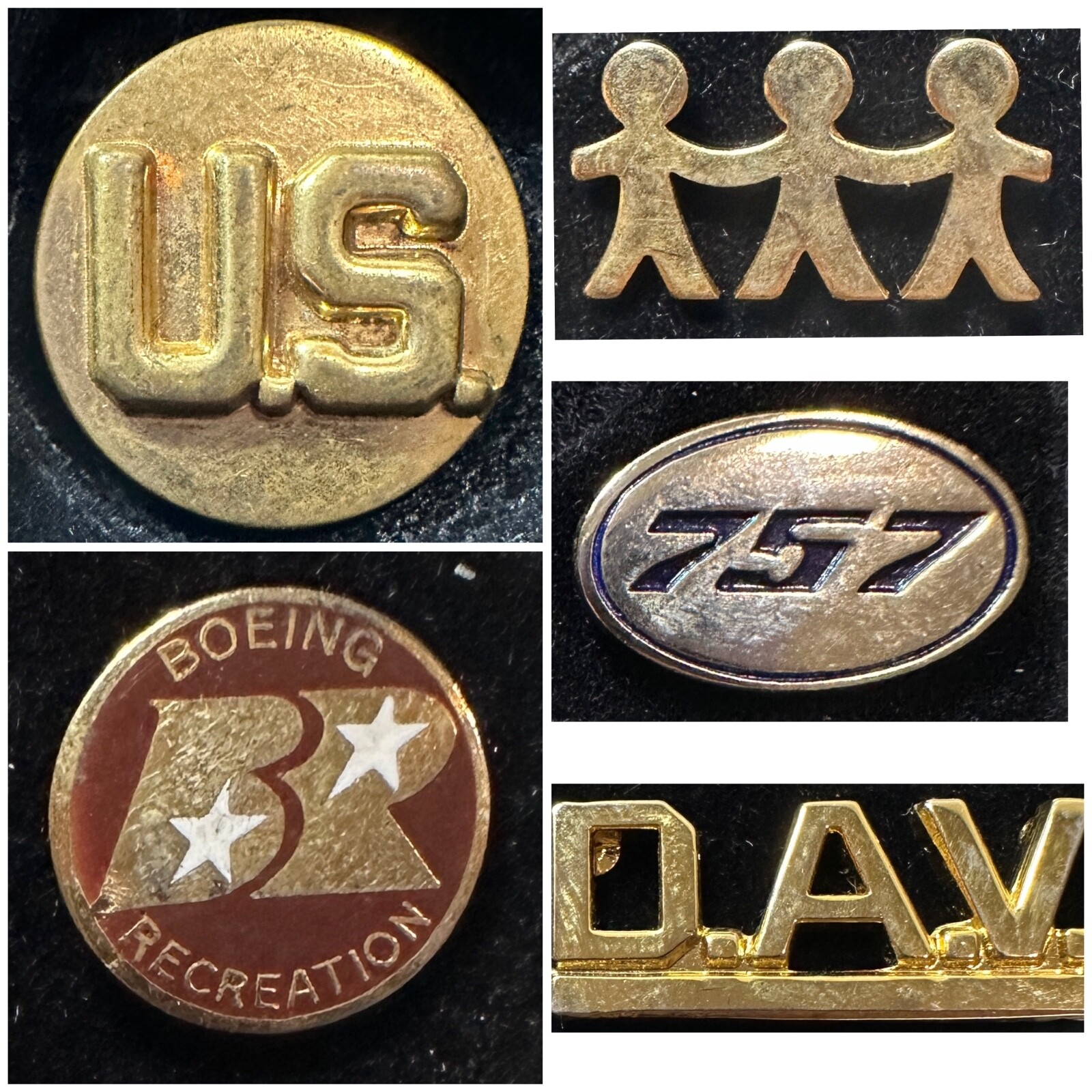 Five (5) Vintage Lapel Pins - Descriptions Below