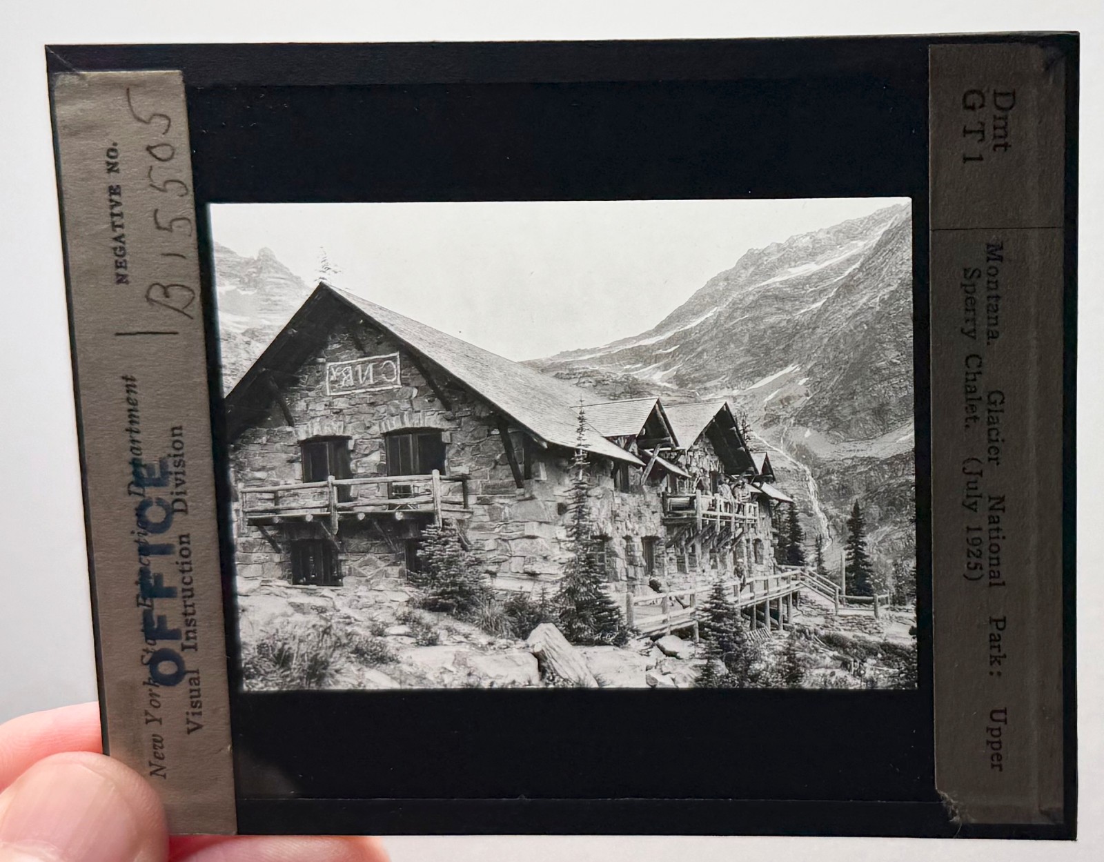 Montana GNP Sperry Chalet CNR\'y magic  lantern GLASS SLIDE
