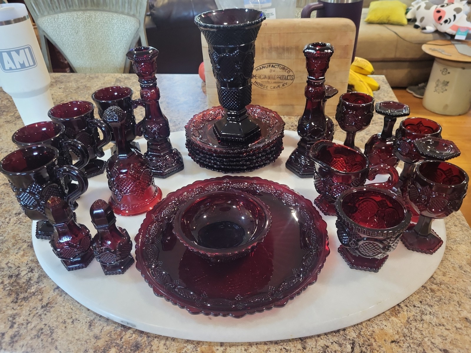 Avon 1876 Cape Cod Collection - 26 Piece Set, Vampire Red Glassware, No Damage
