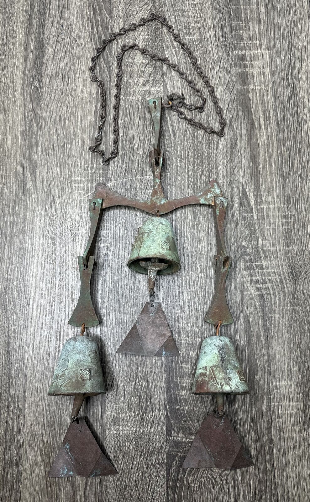 MCM Arcosanti Paolo Soleri Early Bronze Bell Original Hanging Bracket Wind Chime