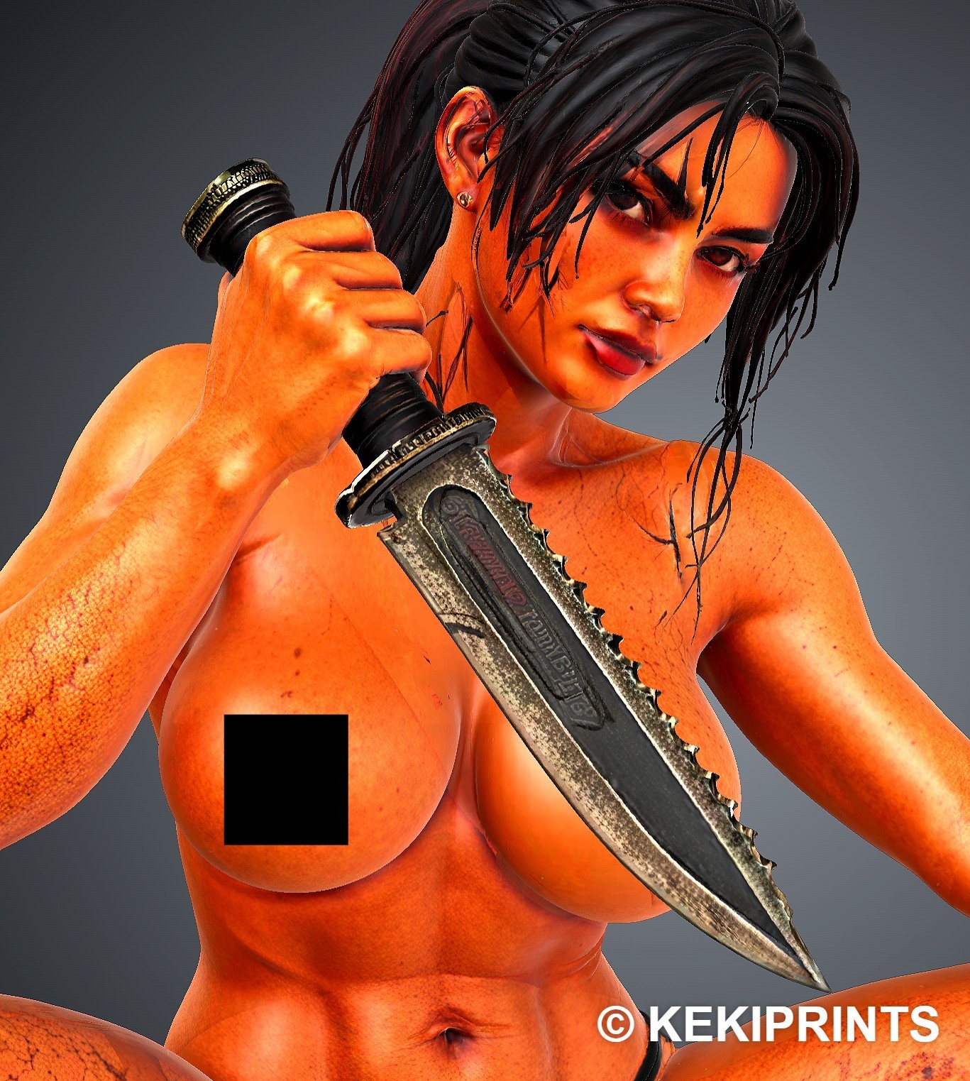 Lara Croft Sexy Adult Statue Squat Knife Black Thong Boots KEKIPRINTS 13\