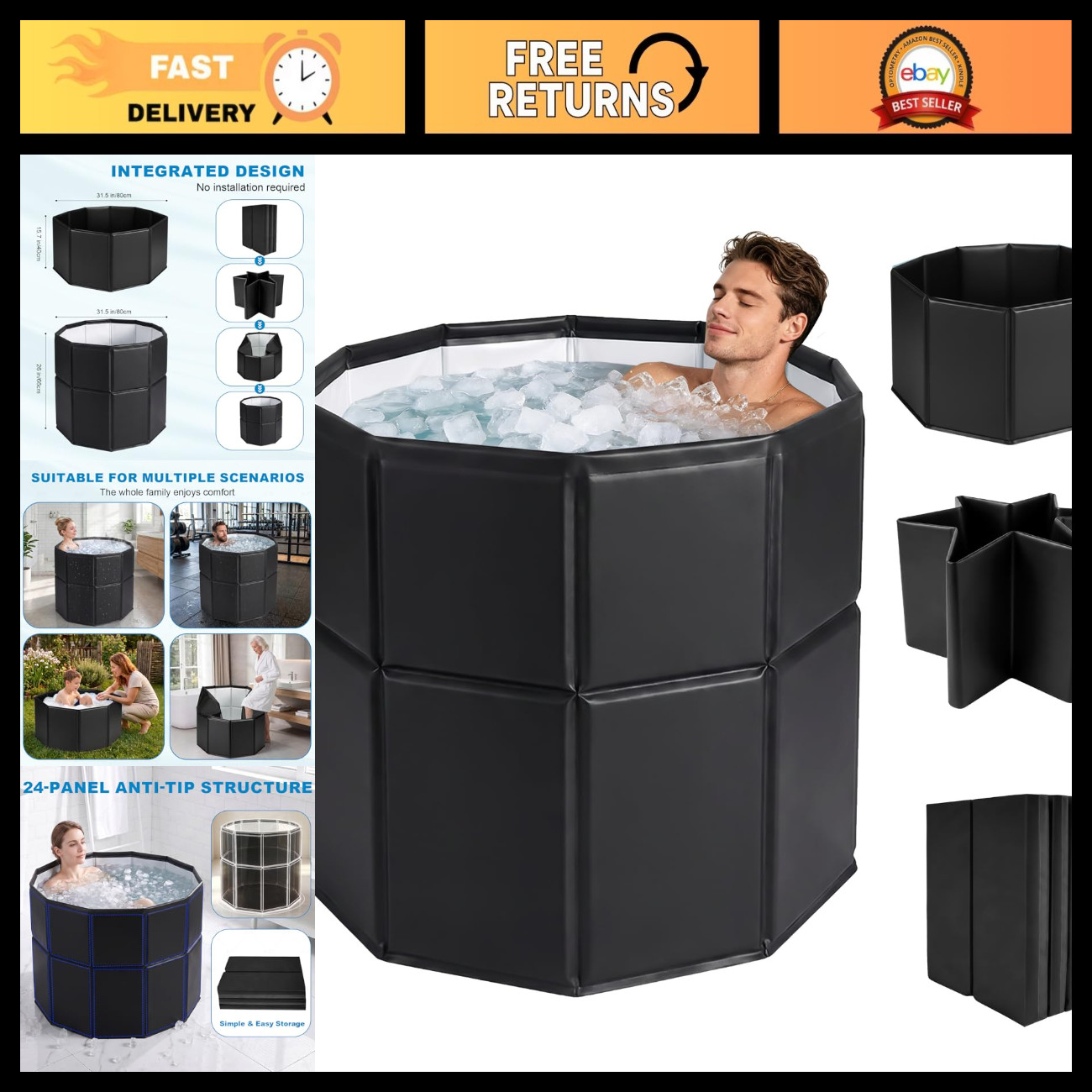 Portable Bathtub for Adults, 31.5\