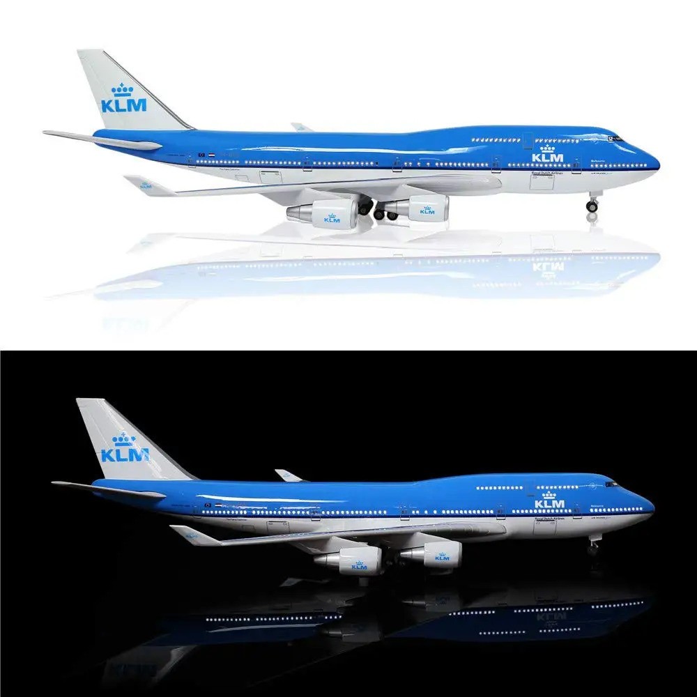 1:130 Boeing 747 KLM Aircraft Model 47cm Resin Plane with Lights With LED Lights 1:130 Boeing 747 KLM Aircraft Model 47cm Resin Plane with Lights With LED Lights