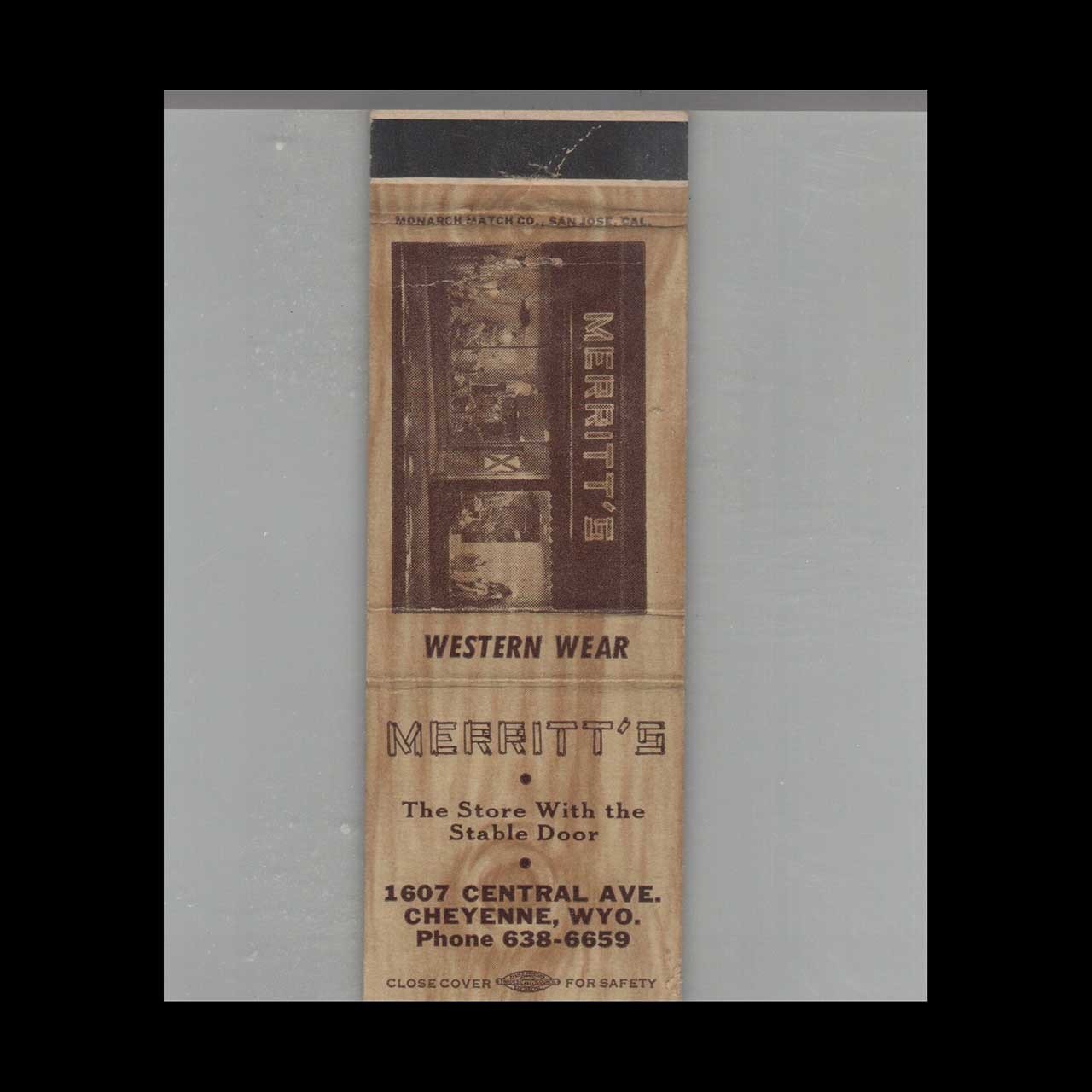 Matchbook Cover Merritt\'s Western Wear Cheyenne WY Matchbook Cover Merritt\'s Western Wear Cheyenne WY