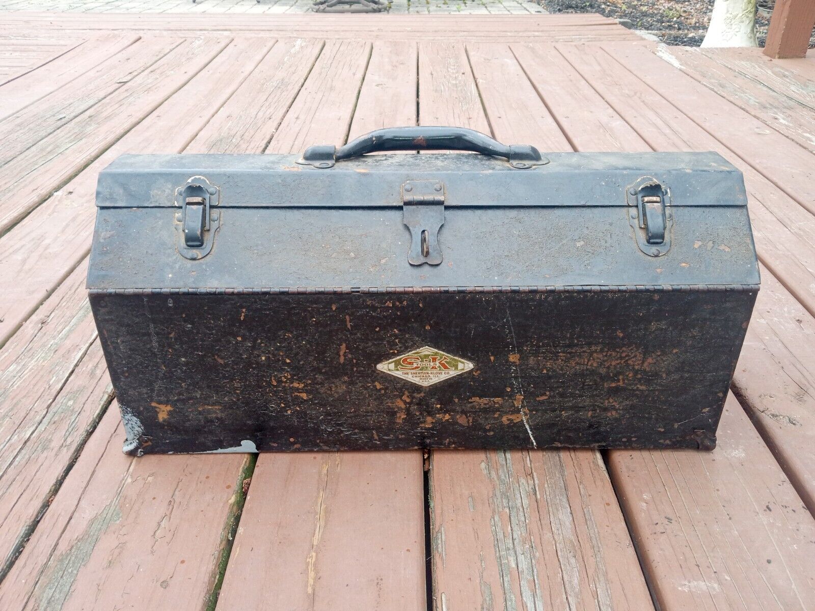 Vintage SHERMAN KLOVE SK TOOLS Tombstone Plumbers Tool Box W Tray 19in USA