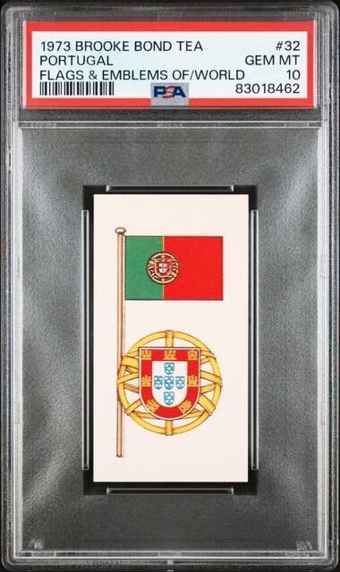 1973 BROOKE BOND TEA FLAGS & EMBLEMS OF THE WORLD PORTUGAL #32 PSA 10, POP 1