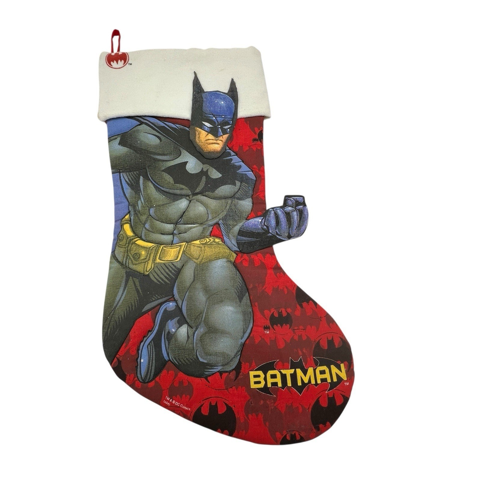 VTG BATMAN 3D Puffy Velvet Trim Christmas Stocking DC Comics HTF Collectible 19” VTG BATMAN 3D Puffy Velvet Trim Christmas Stocking DC Comics HTF Collectible 19”
