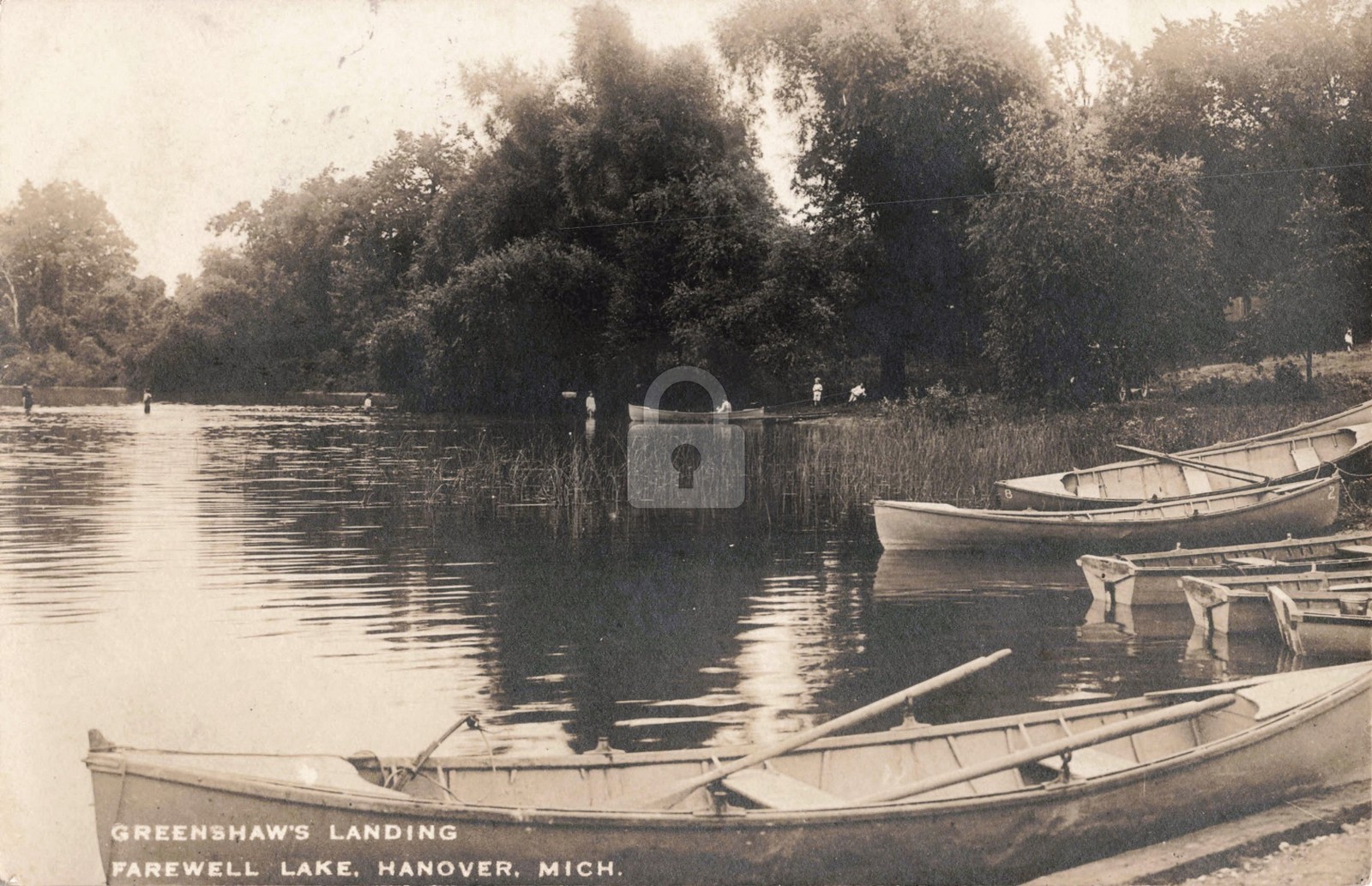 Greenshaw's Landing, Farewell Lake, Hanover MI Michigan RPPC Photo Postcard COPY