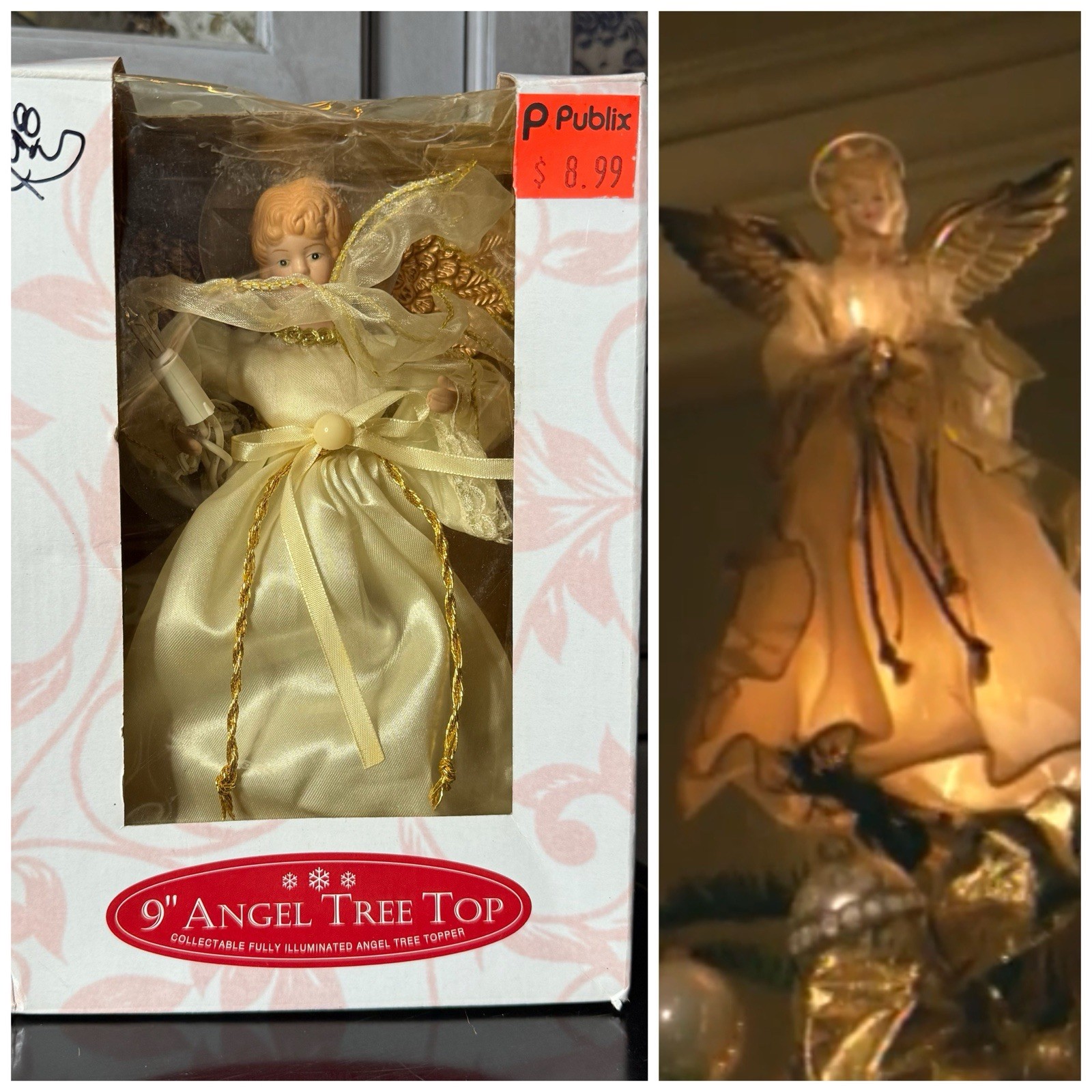 Vintage 1997 Publix Commercial Lighted Angel Christmas Tree Topper RARE w/ Box