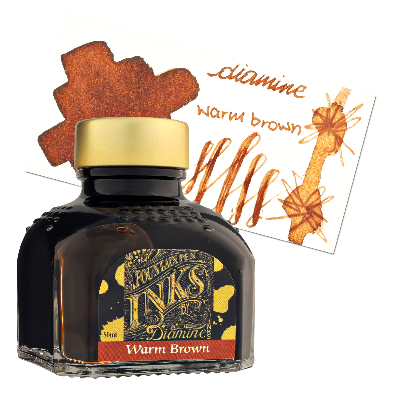 Diamine Dark Warm Brown Bottled Ink For Fountain Pens New 80 ml DM-7007