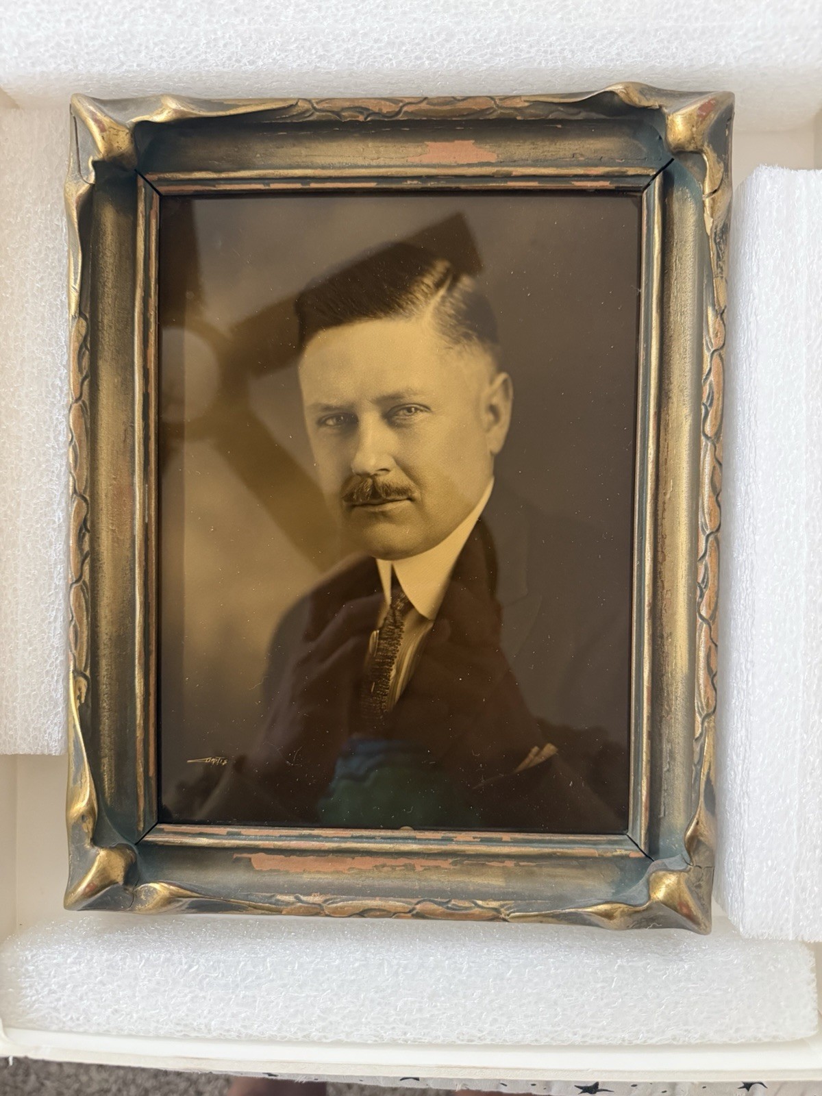Genuine Edward S Curtis Gold tone Male Portrait