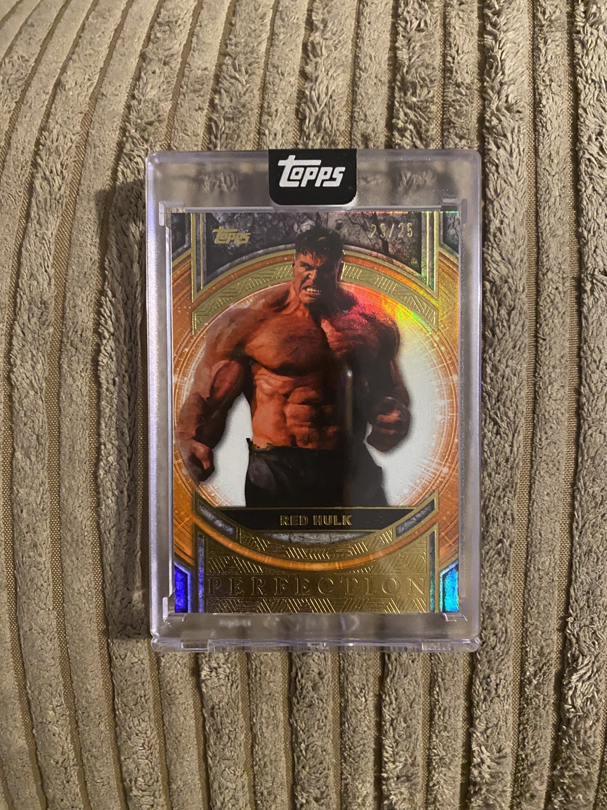 2025 Topps Marvel Studios Red Hulk Orange Refractor Perfection #13 numbered /25